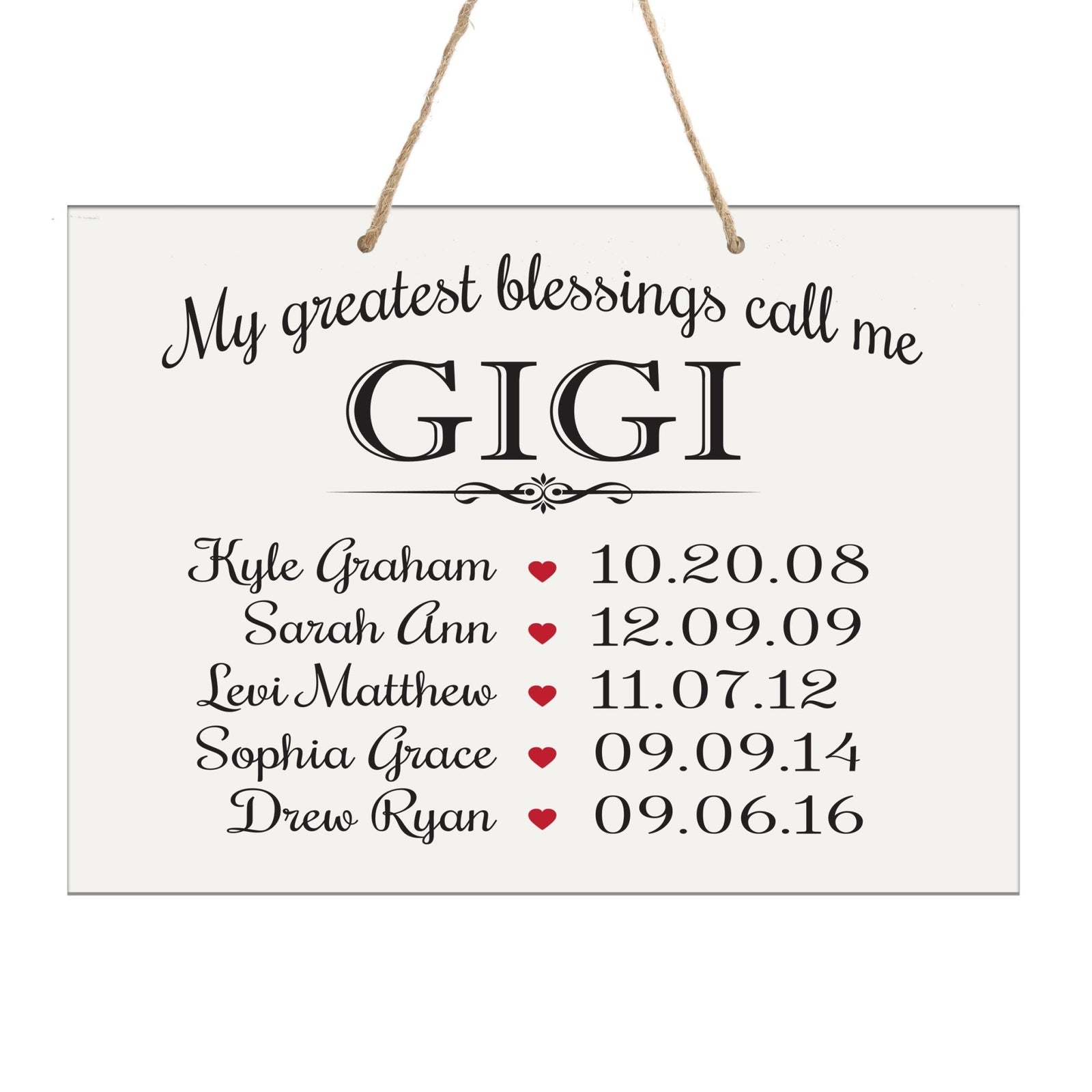 Home Wall Hanging Rope Sign Family Member Gift My Greatest Blessings - LifeSong Milestones