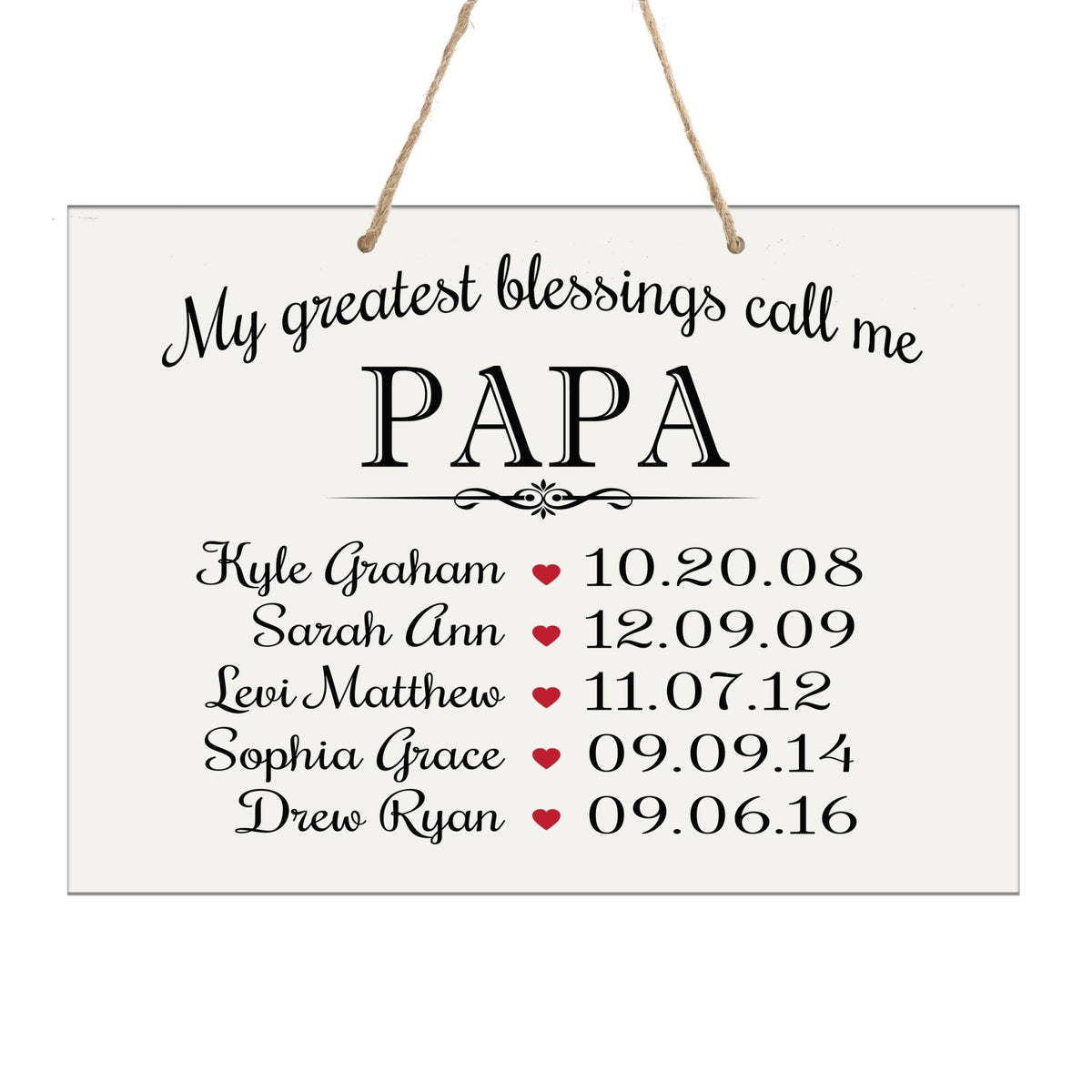 Home Wall Hanging Rope Sign Family Member Gift My Greatest Blessings - LifeSong Milestones