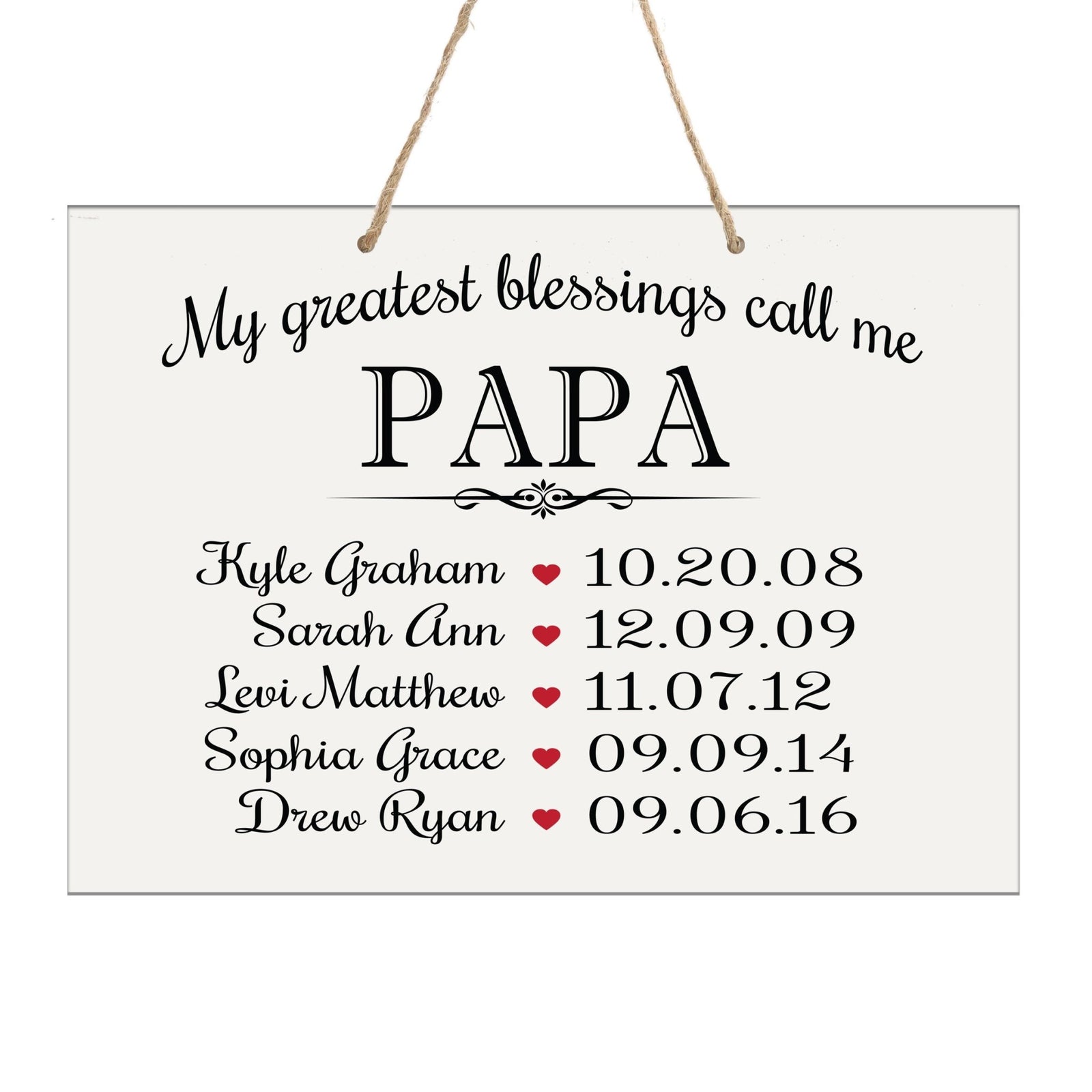 Home Wall Hanging Rope Sign Family Member Gift My Greatest Blessings - LifeSong Milestones