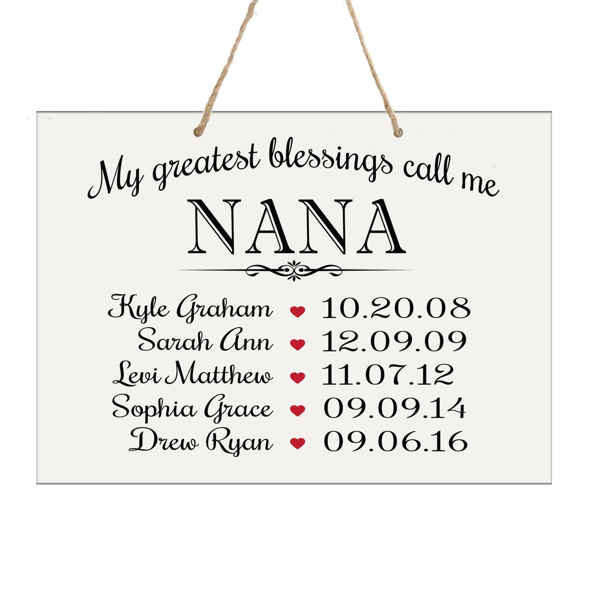Home Wall Hanging Rope Sign Family Member Gift My Greatest Blessings - LifeSong Milestones