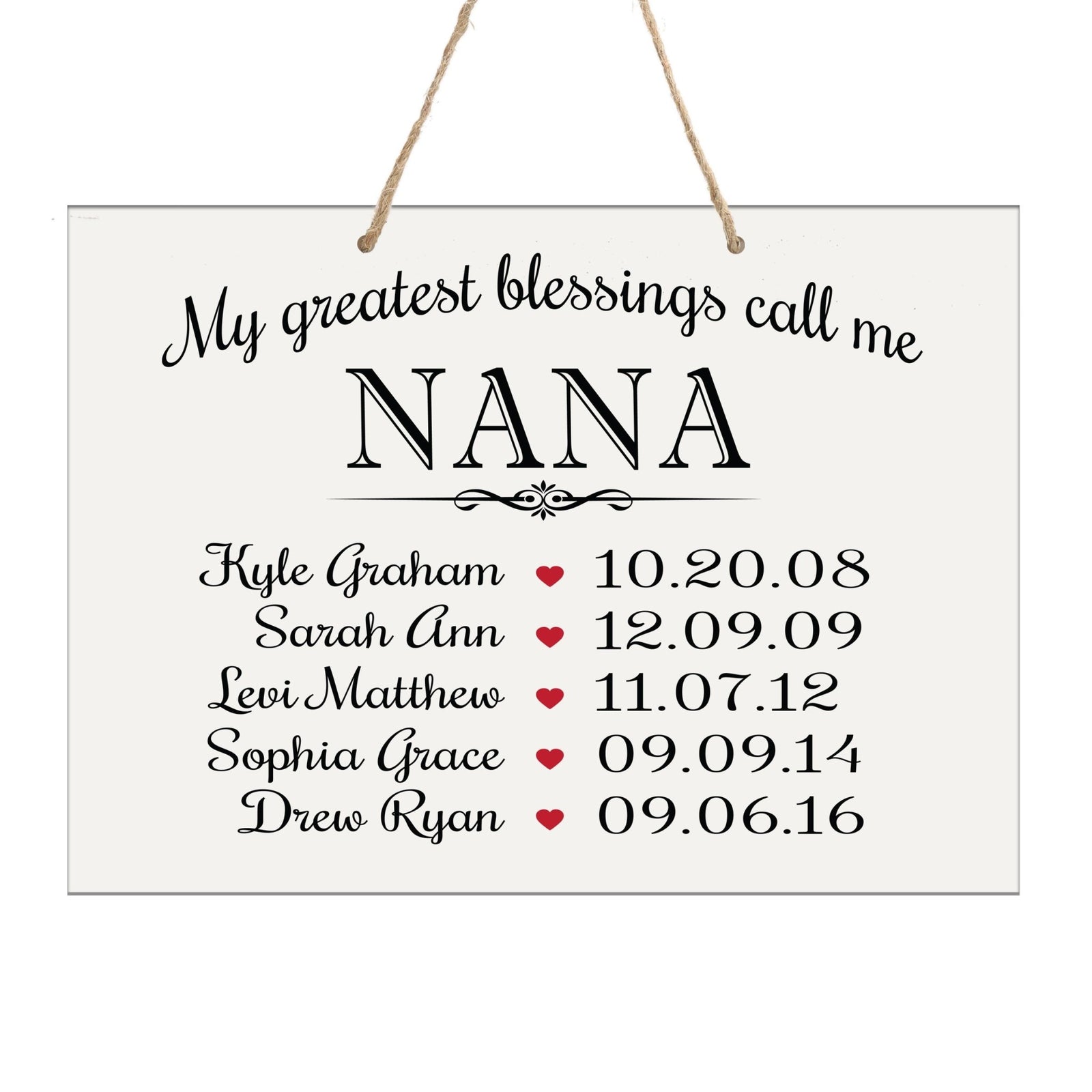 Home Wall Hanging Rope Sign Family Member Gift My Greatest Blessings - LifeSong Milestones