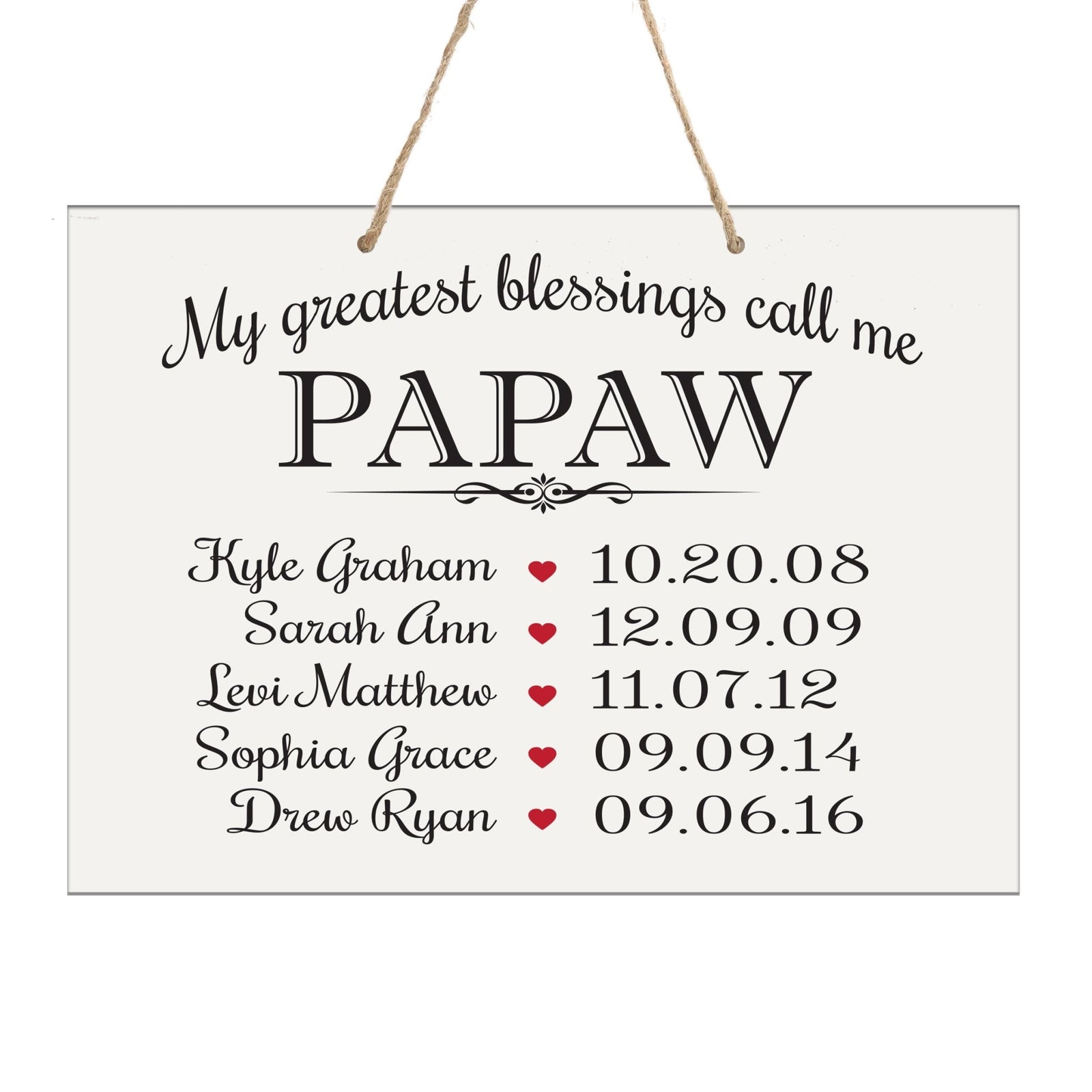 Home Wall Hanging Rope Sign Family Member Gift My Greatest Blessings - LifeSong Milestones