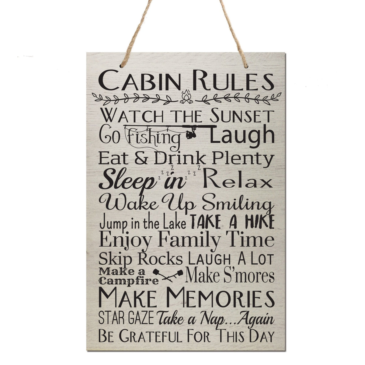Housewarming Wall Hanging Sign Gift - Cabin Rules - LifeSong Milestones