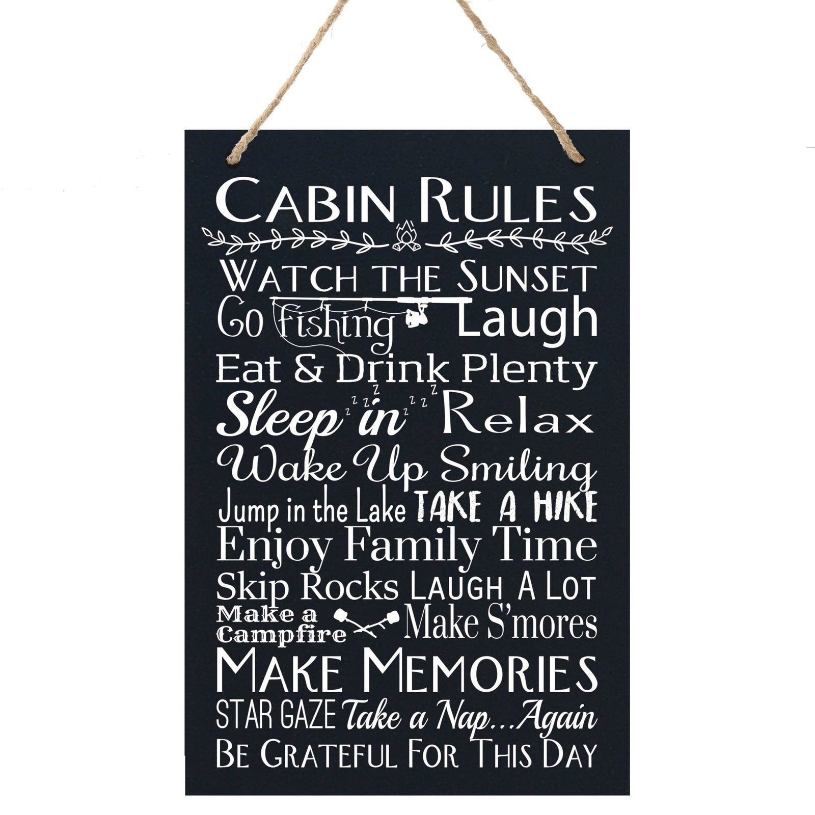 Housewarming Wall Hanging Sign Gift - Cabin Rules - LifeSong Milestones