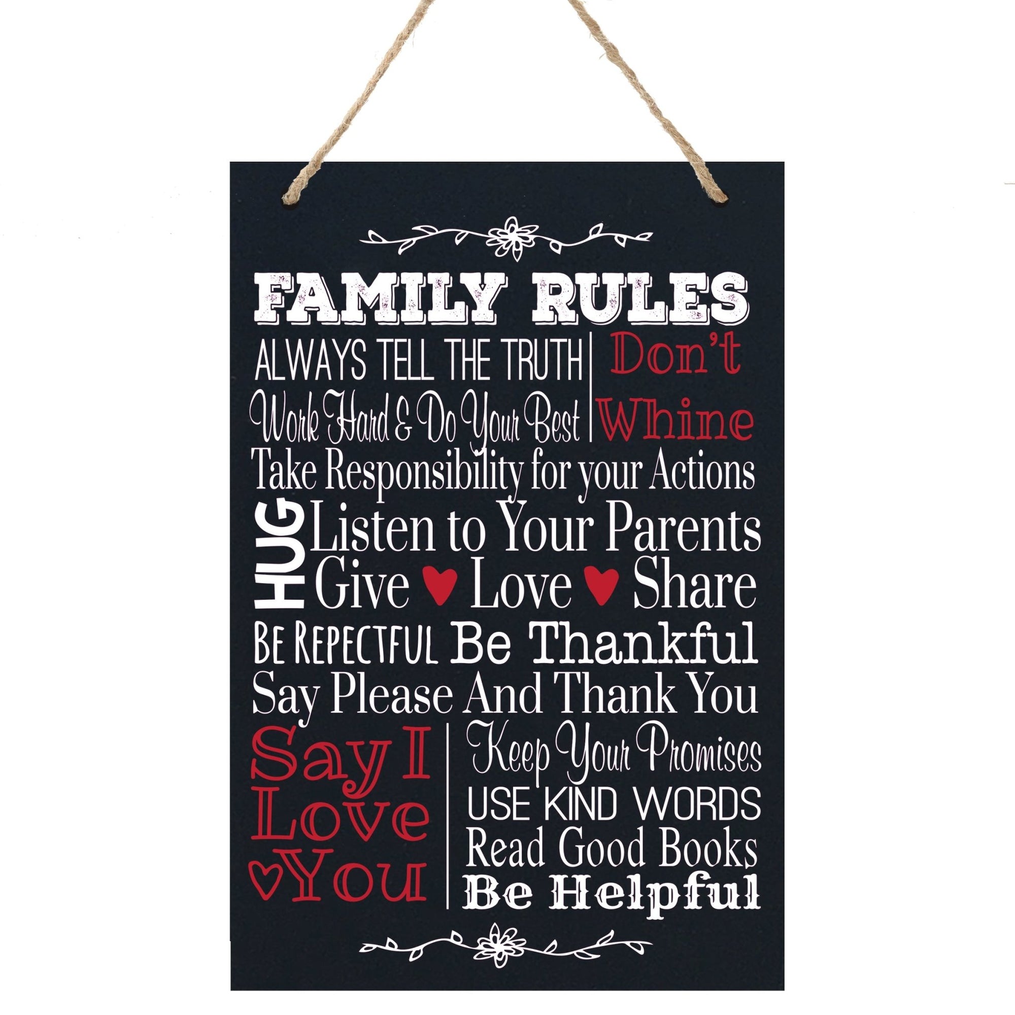 Housewarming Wall Hanging Sign Gift - Family Rules - LifeSong Milestones