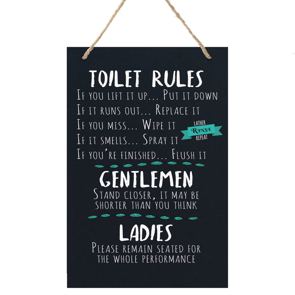 Housewarming Wall Hanging Sign Gift - Toilet Rules - LifeSong Milestones
