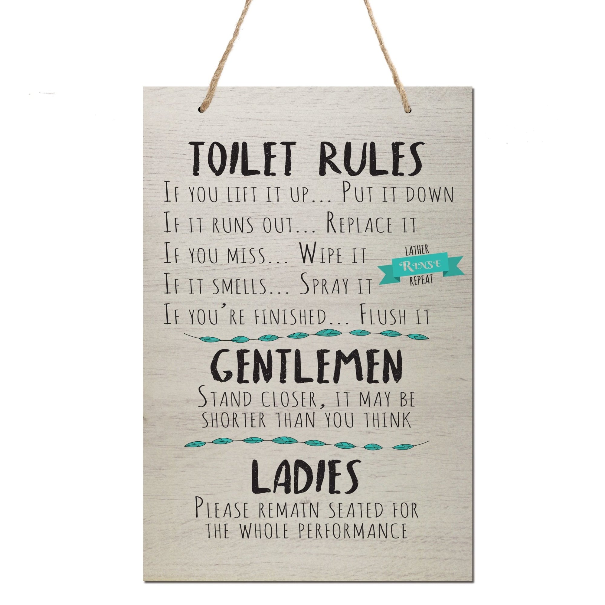 Housewarming Wall Hanging Sign Gift - Toilet Rules - LifeSong Milestones
