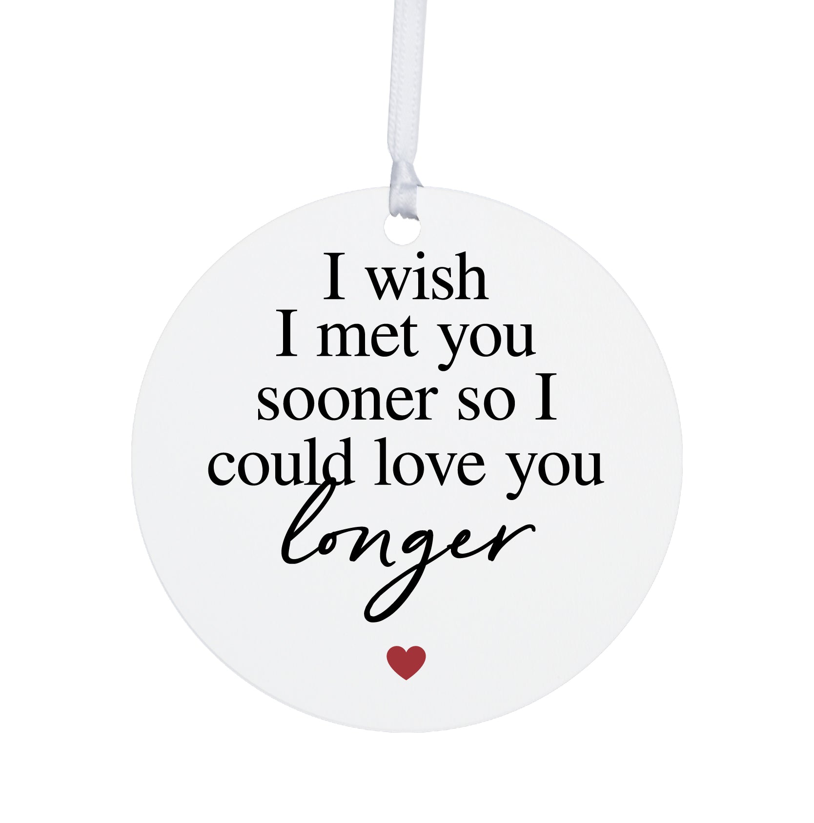 Husband / Boyfriend White Ornament With Inspirational Message Gift Ideas - I Wish I Met You Sooner So I Could Love You Longer - LifeSong Milestones
