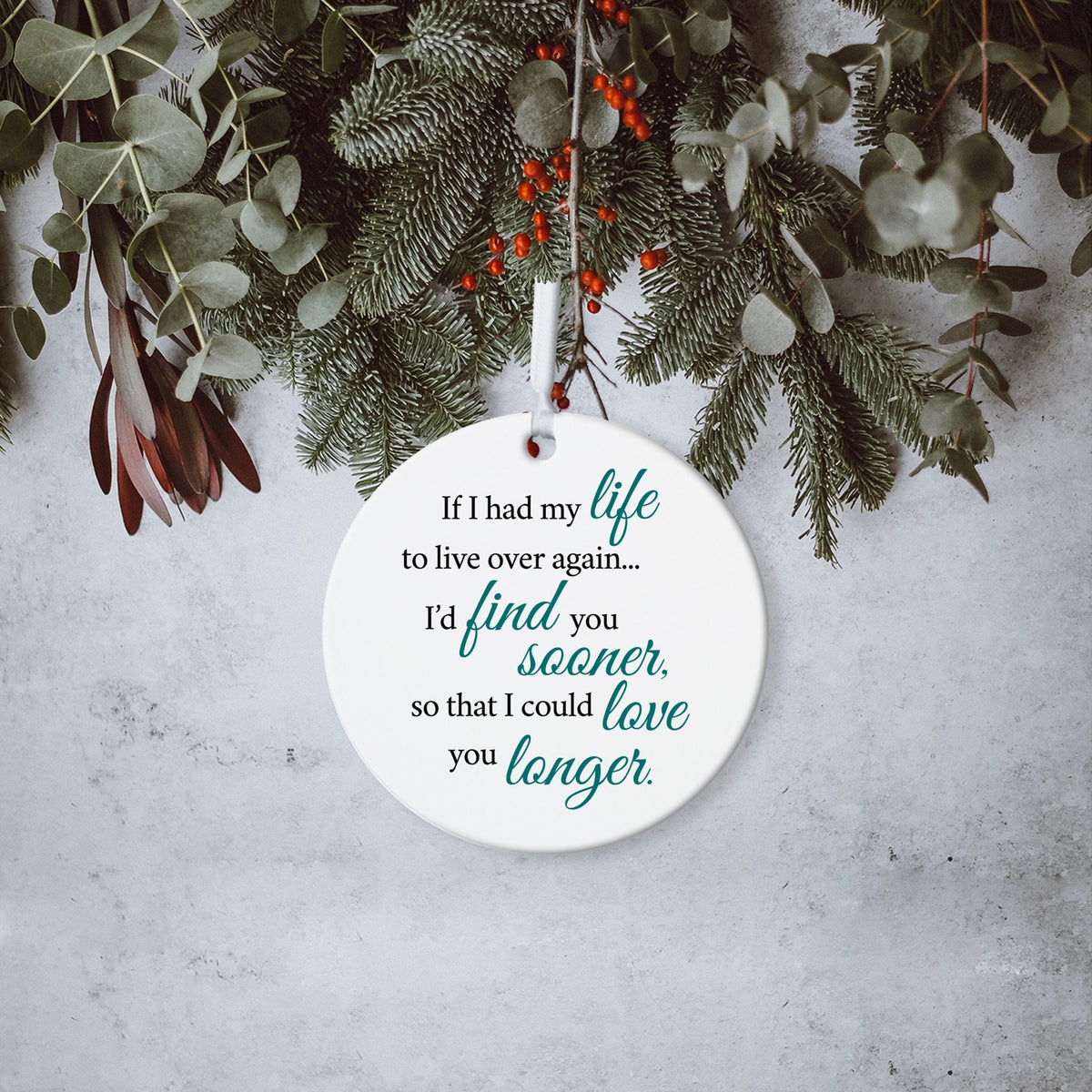Husband / Boyfriend White Ornament With Inspirational Message Gift Ideas - If I Had My Life To Live Over Again… - LifeSong Milestones