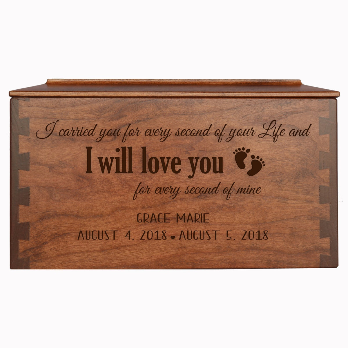 I Carried You Foot Personalized Memorial Decorative Dovetail Cremation Urn For Human Ashes Funeral and Condolence Keepsake - LifeSong Milestones