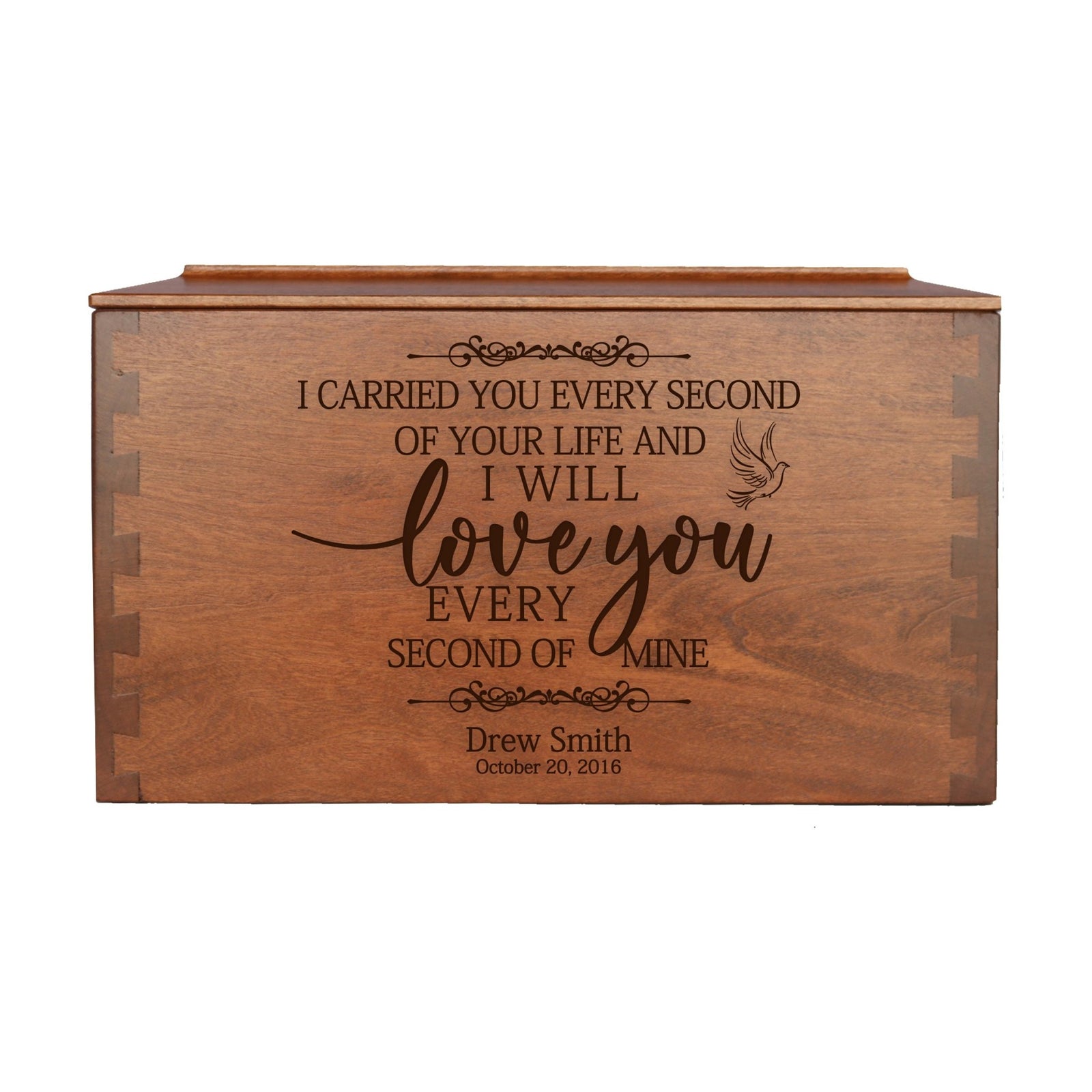 Custom Engraved Dovetail Cremation Urn Box for Human Ashes