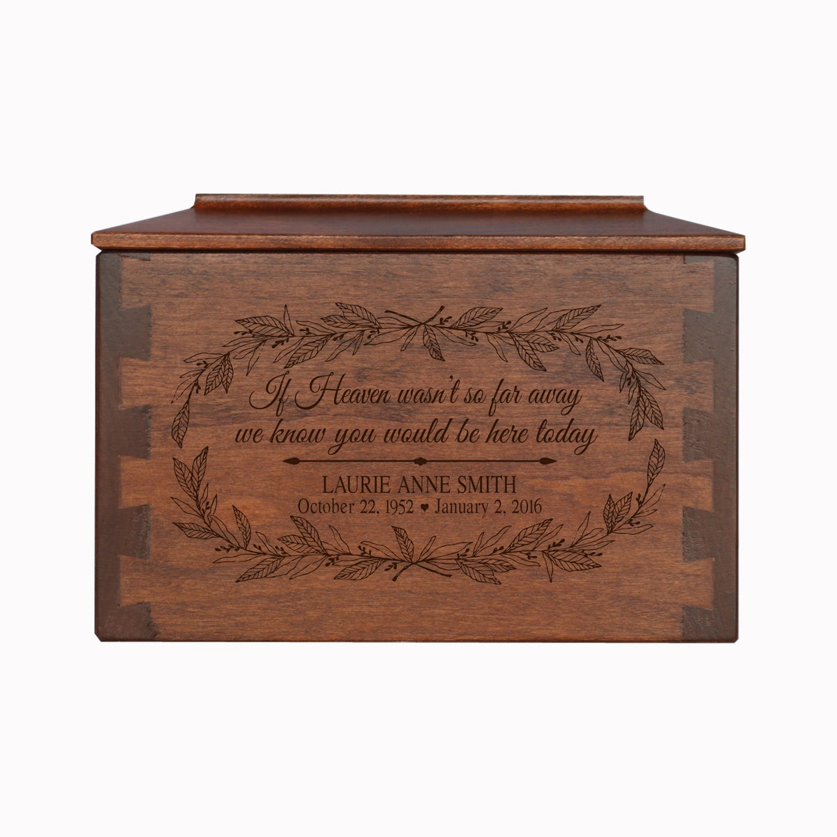 If Heaven Leaves Personalized Memorial Decorative Dovetail Cremation Urn For Human Ashes Funeral and Condolence Keepsake - LifeSong Milestones