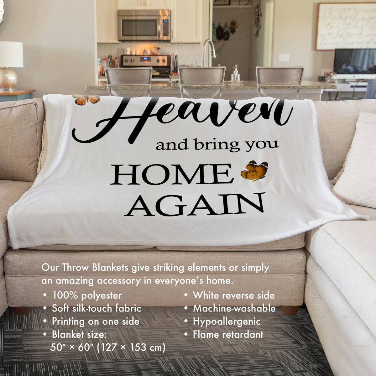 If Tears Could Build a Stairway to Heaven (Butterflies) - Memorial White Decorative Throw Blanket For Home Décor Ideas - LifeSong Milestones