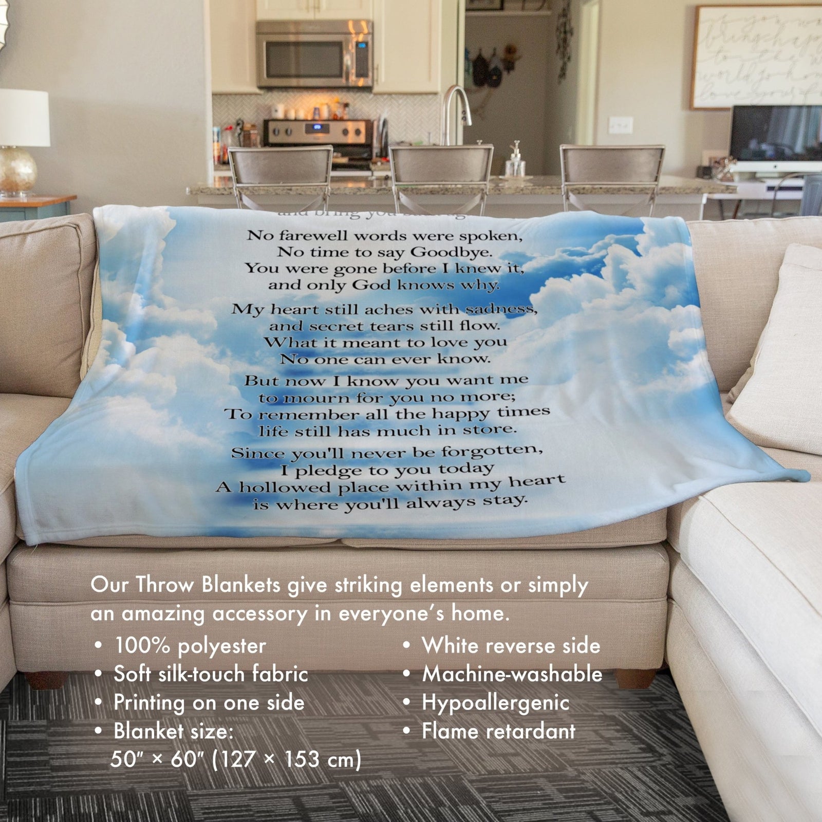 Memorial Decorative Throw Blanket Sympathy Gift For Home Décor Ideas - If Tears Could Build a Stairway to Heaven (Heaven)