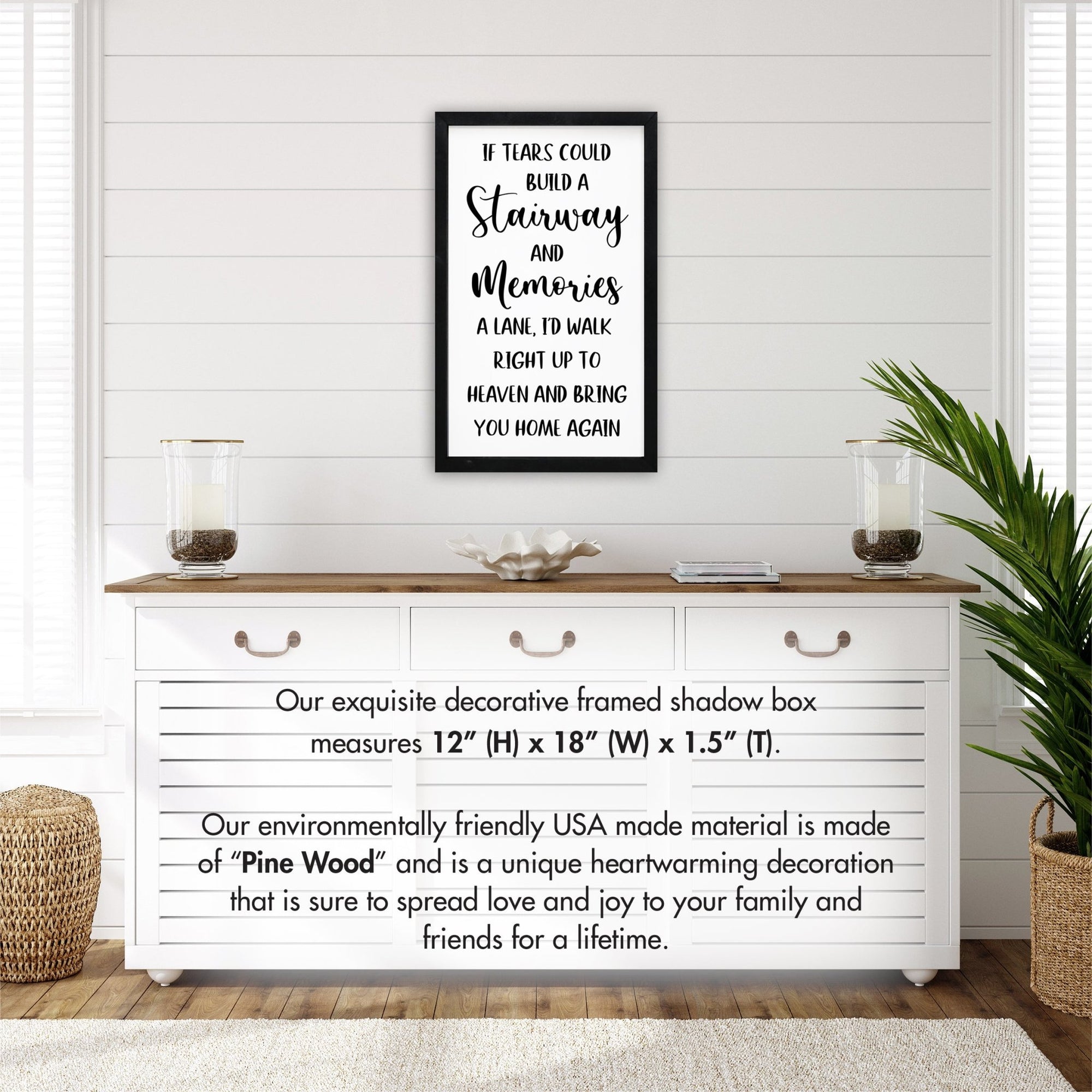 Memorial Framed Shadow Box For Home Décor - If Tears Could Build a Stairway to Heaven