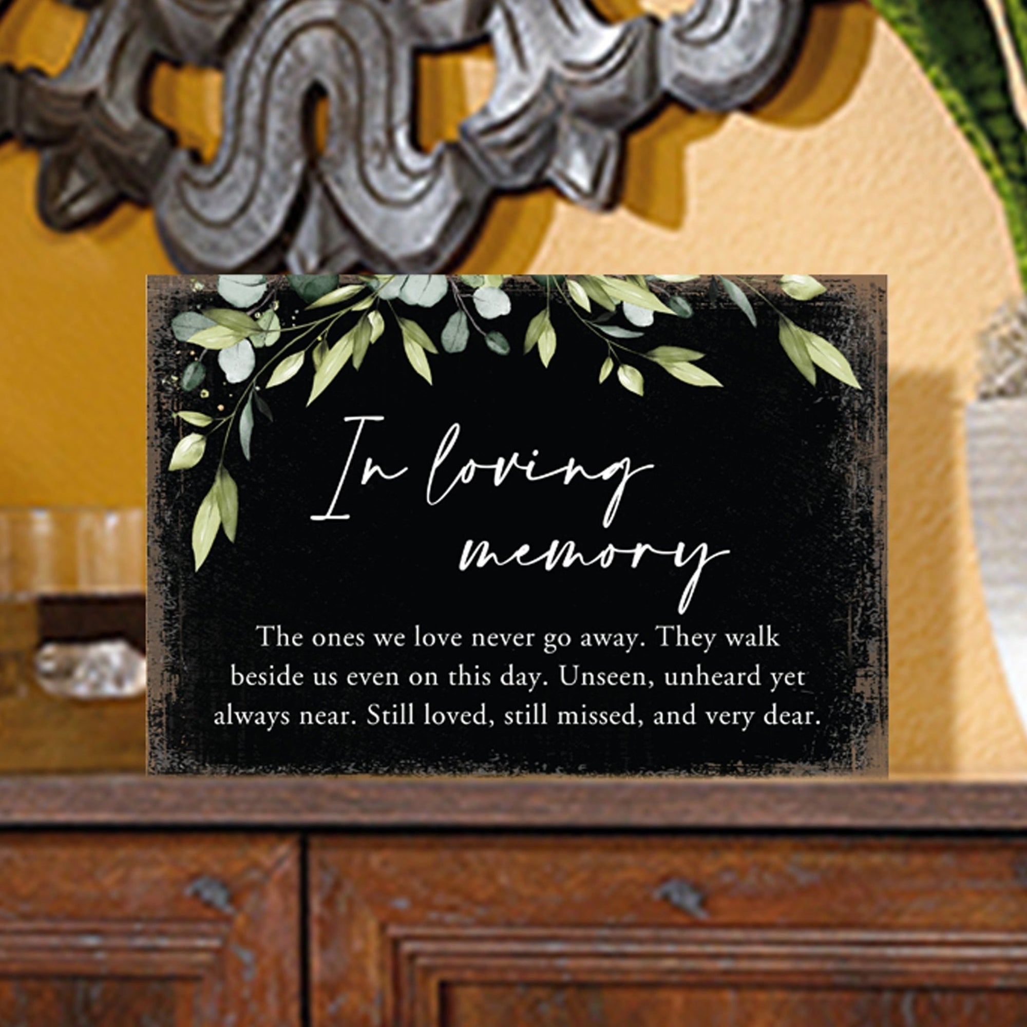 In Loving Memory The Ones Wooden Floral 5.5x8 Inches Memorial Art Sign Table Top and shelf decor For Home Décor - LifeSong Milestones