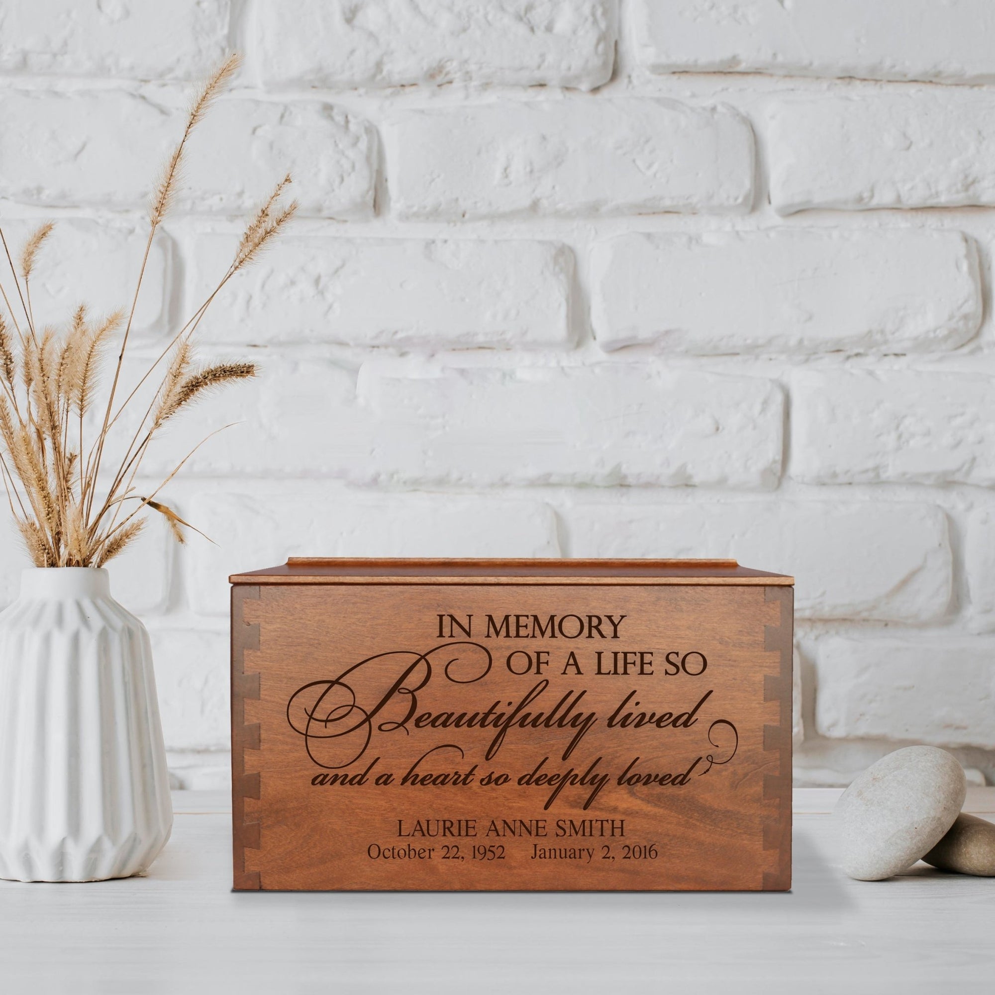 In Memory Of Life Personalized Memorial Decorative Dovetail Cremation Urn For Human Ashes Funeral and Condolence Keepsake - LifeSong Milestones