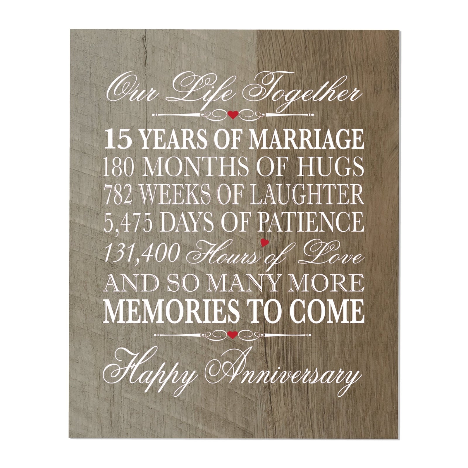 Inspirational 15th Wedding Anniversary Wall Plaque in Spanish verse 8x10 - LifeSong Milestones