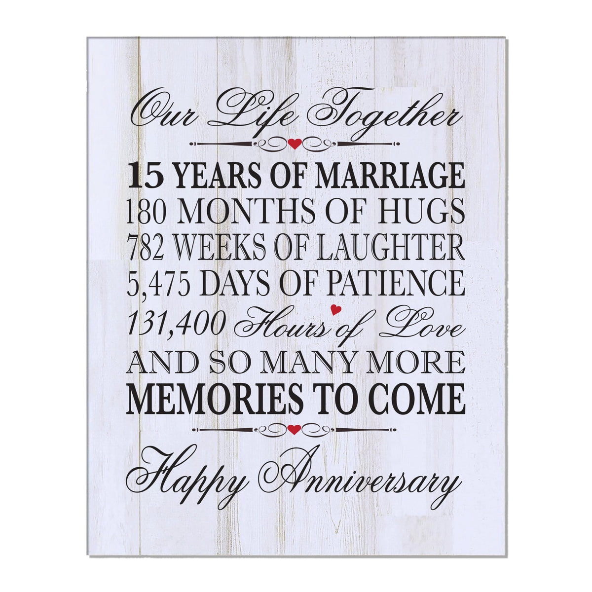 Inspirational 15th Wedding Anniversary Wall Plaque in Spanish verse 8x10 - LifeSong Milestones