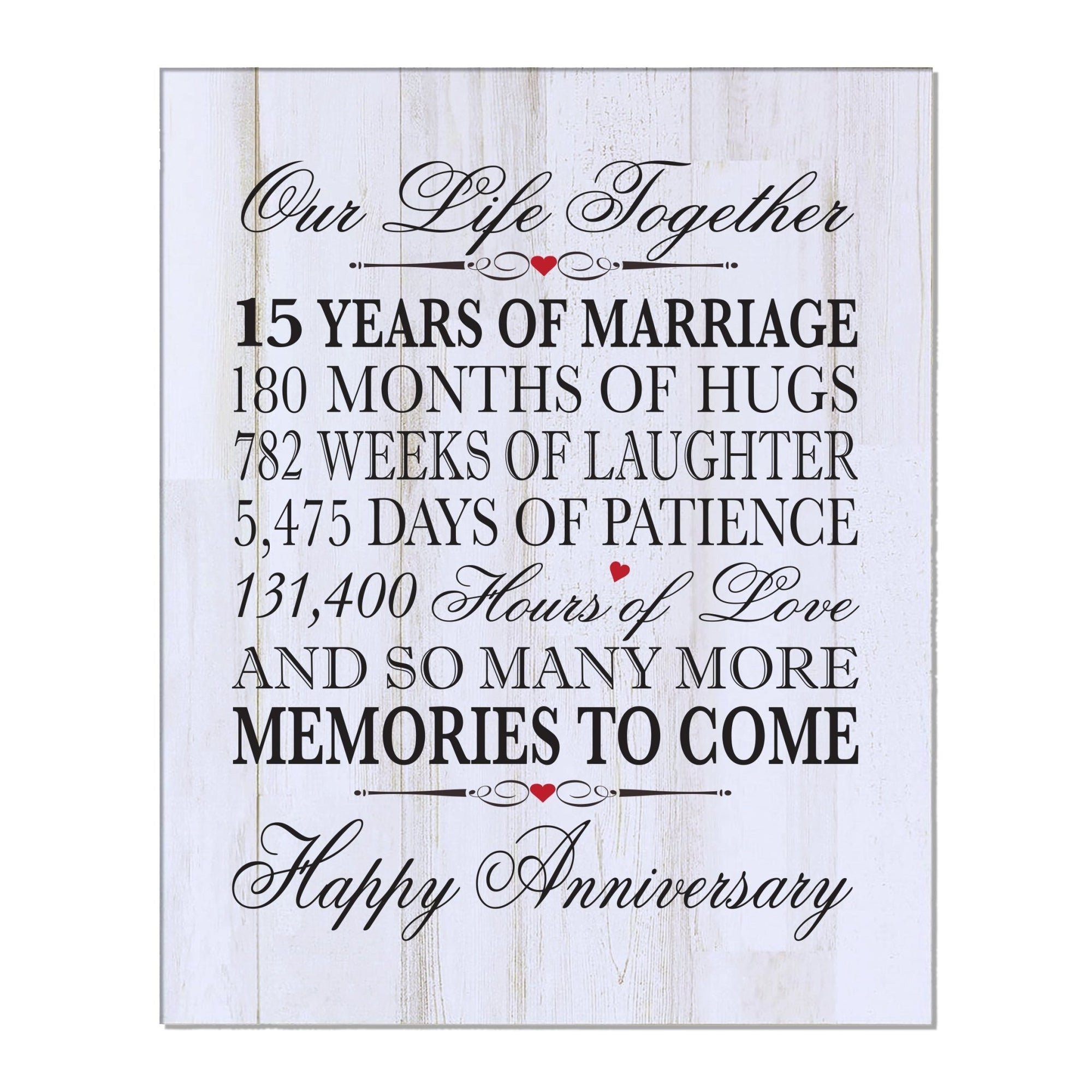 Inspirational 15th Wedding Anniversary Wall Plaque in Spanish verse 8x10 - LifeSong Milestones