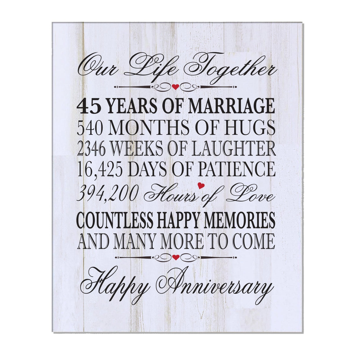 Inspirational 45th Wedding Anniversary Wall Plaque in Spanish verse 8x10 - LifeSong Milestones