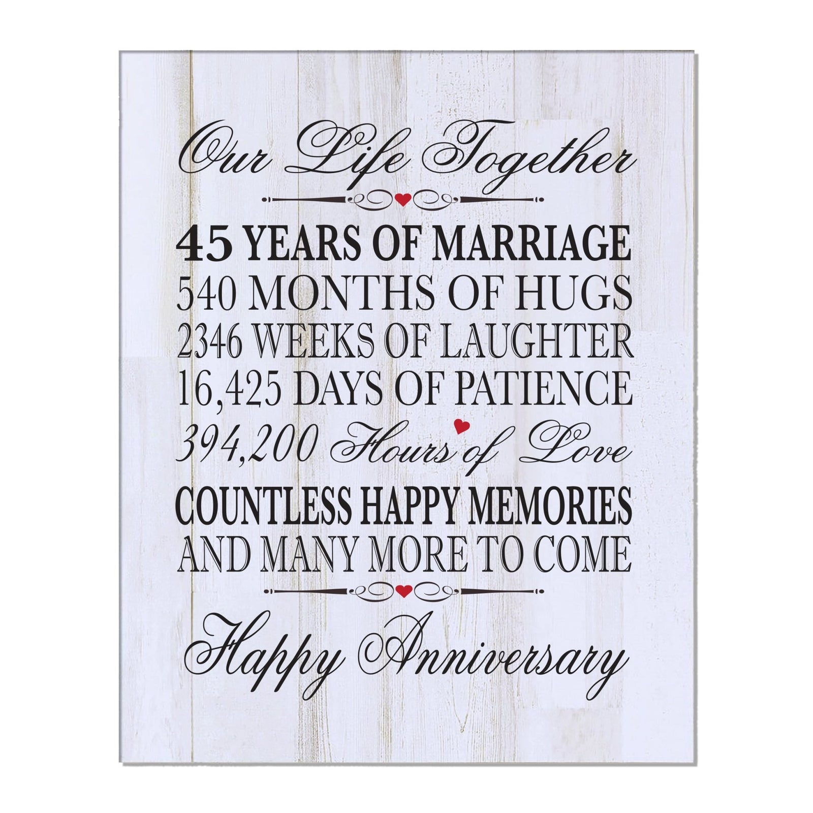 Inspirational 45th Wedding Anniversary Wall Plaque in Spanish verse 8x10 - LifeSong Milestones
