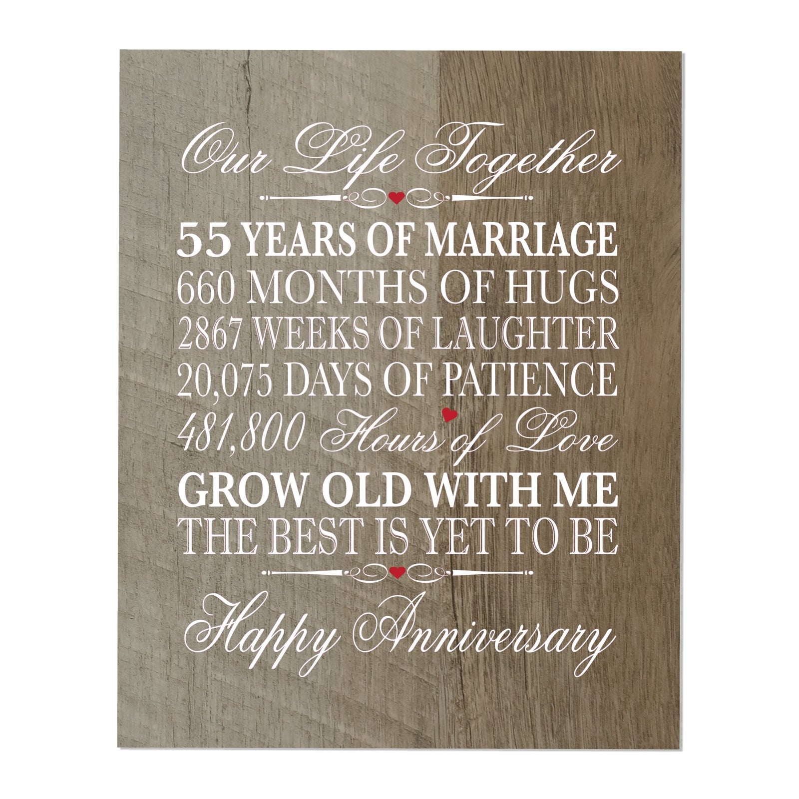 Inspirational 55th Wedding Anniversary Wall Plaque in Spanish verse 8x10 - LifeSong Milestones