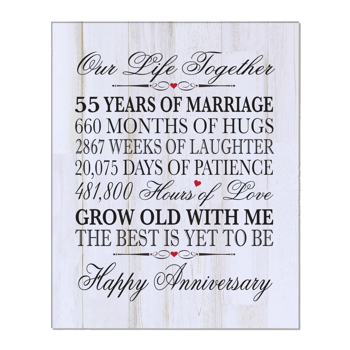 Inspirational 55th Wedding Anniversary Wall Plaque in Spanish verse 8x10 - LifeSong Milestones