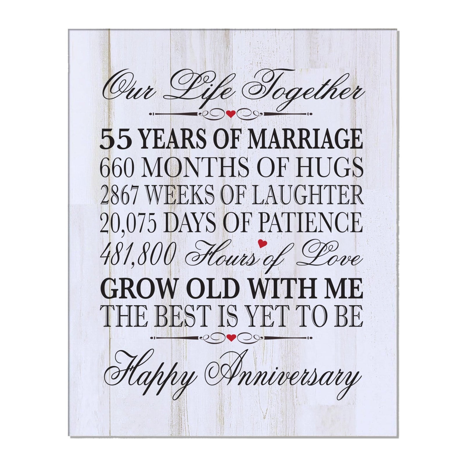 Inspirational 55th Wedding Anniversary Wall Plaque in Spanish verse 8x10 - LifeSong Milestones
