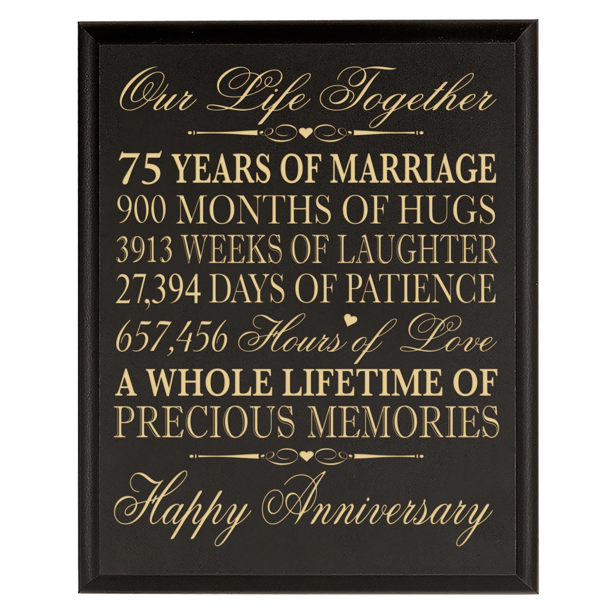 Inspirational 75th Wedding Anniversary Wall Plaque in Spanish verse 8x10 - LifeSong Milestones