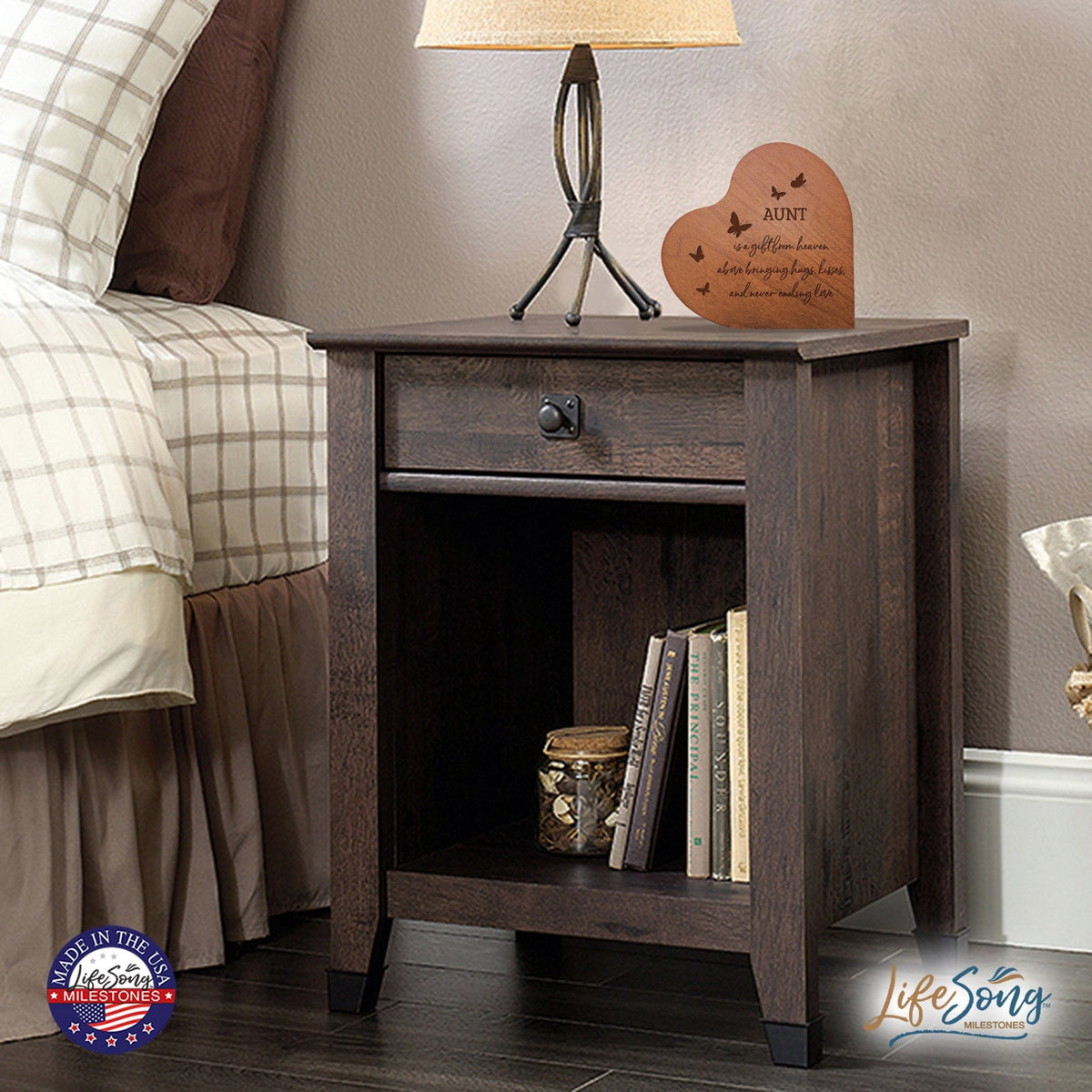 Inspirational Aunt’s Love Solid Wood Heart Decoration 5x5.25 - A Gift From - LifeSong Milestones