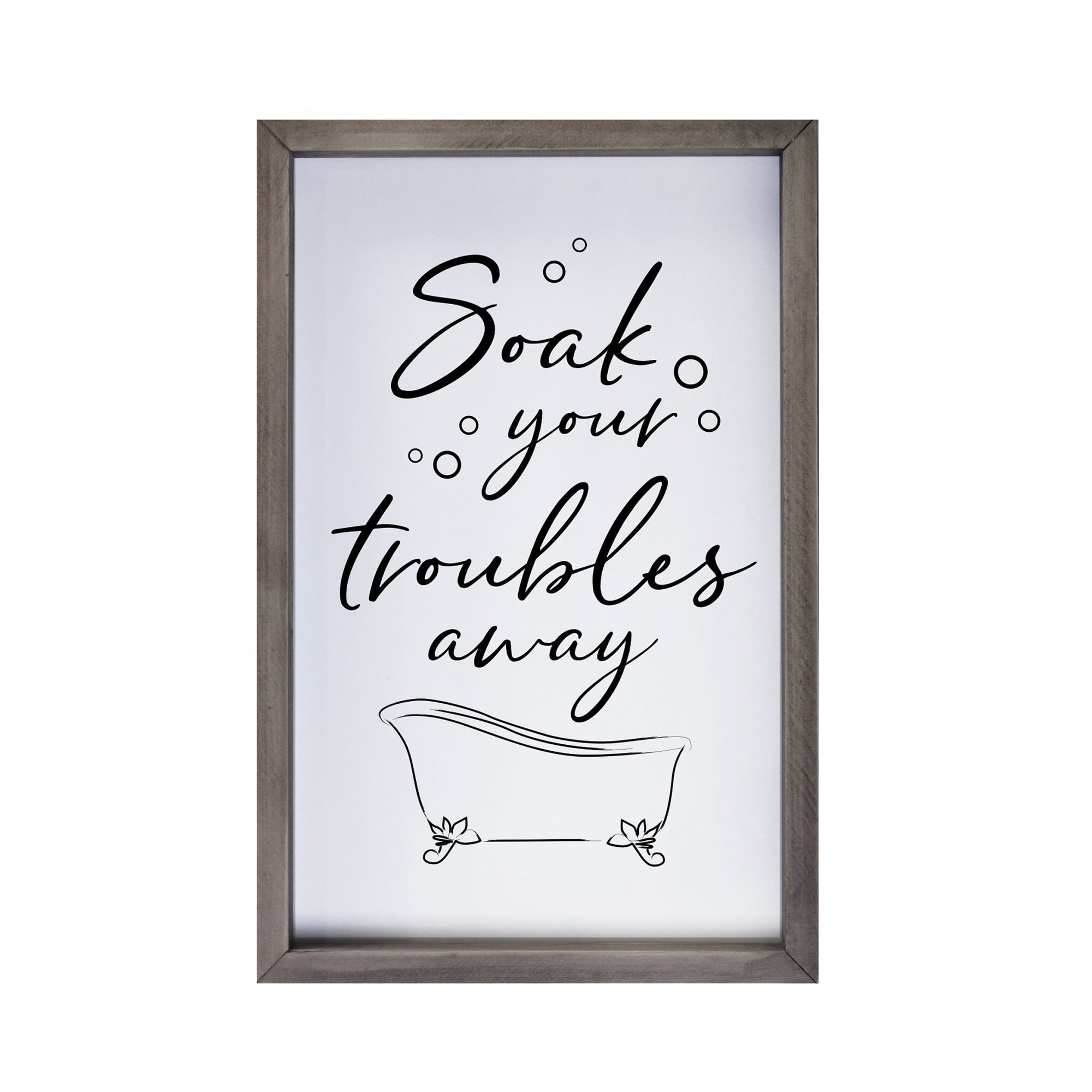Inspirational Bathroom Decor Framed Shadow Box 7x10in (Soak Your Troubles) - LifeSong Milestones