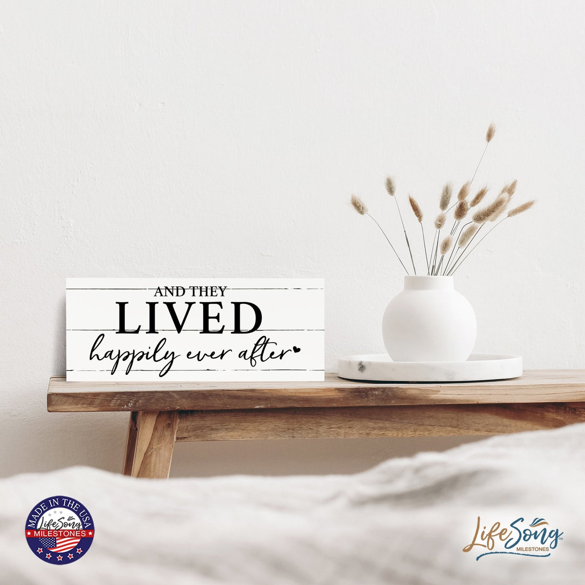 Inspirational Bible Quote Tabletop and Wall Decoration 10x4 - And They Lived - LifeSong Milestones