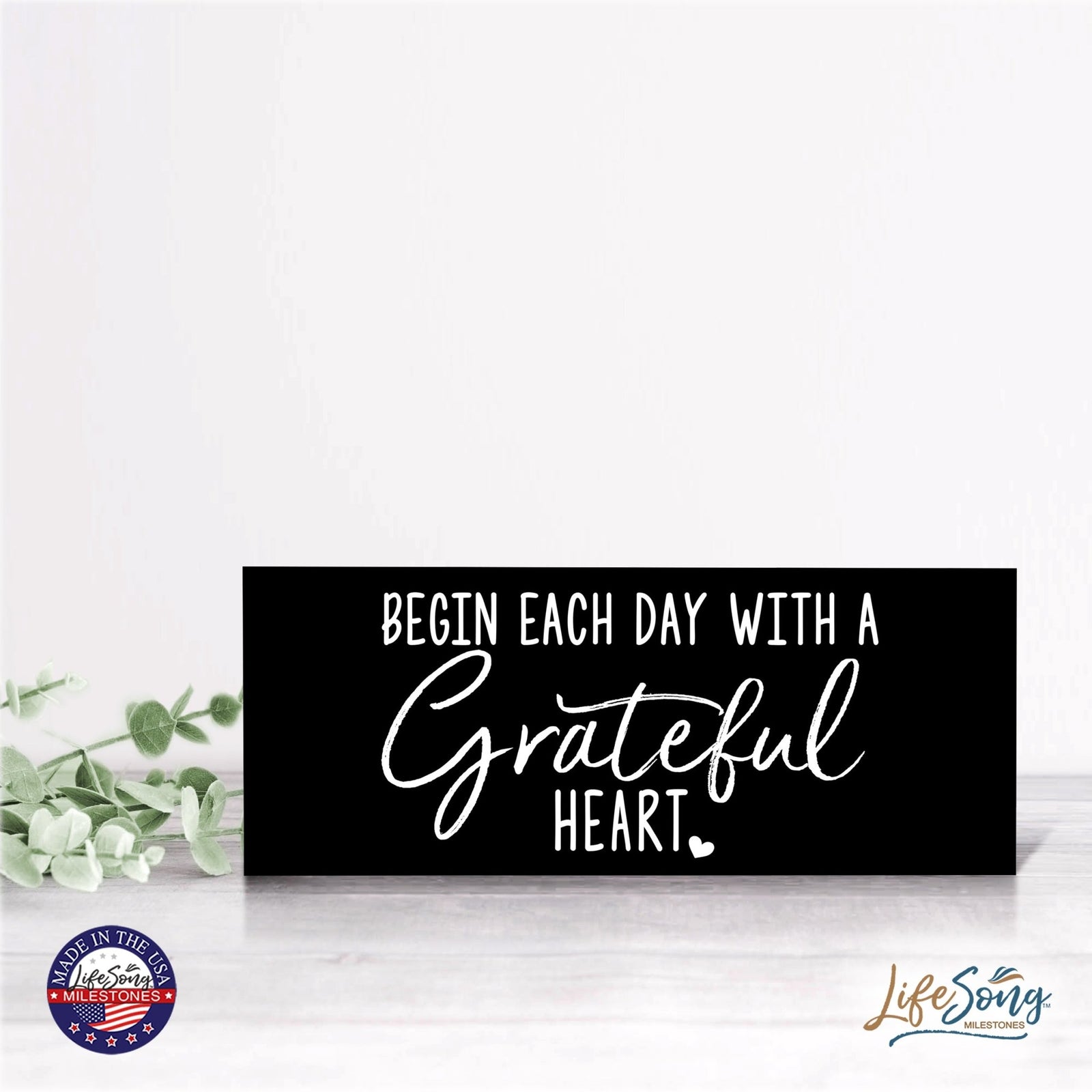 Inspirational Bible Quote Tabletop and Wall Decoration 10x4 - Begin Each Day - LifeSong Milestones