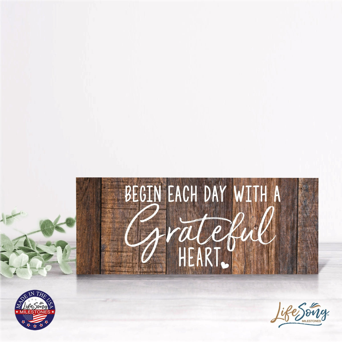 Inspirational Bible Quote Tabletop and Wall Decoration 10x4 - Begin Each Day - LifeSong Milestones