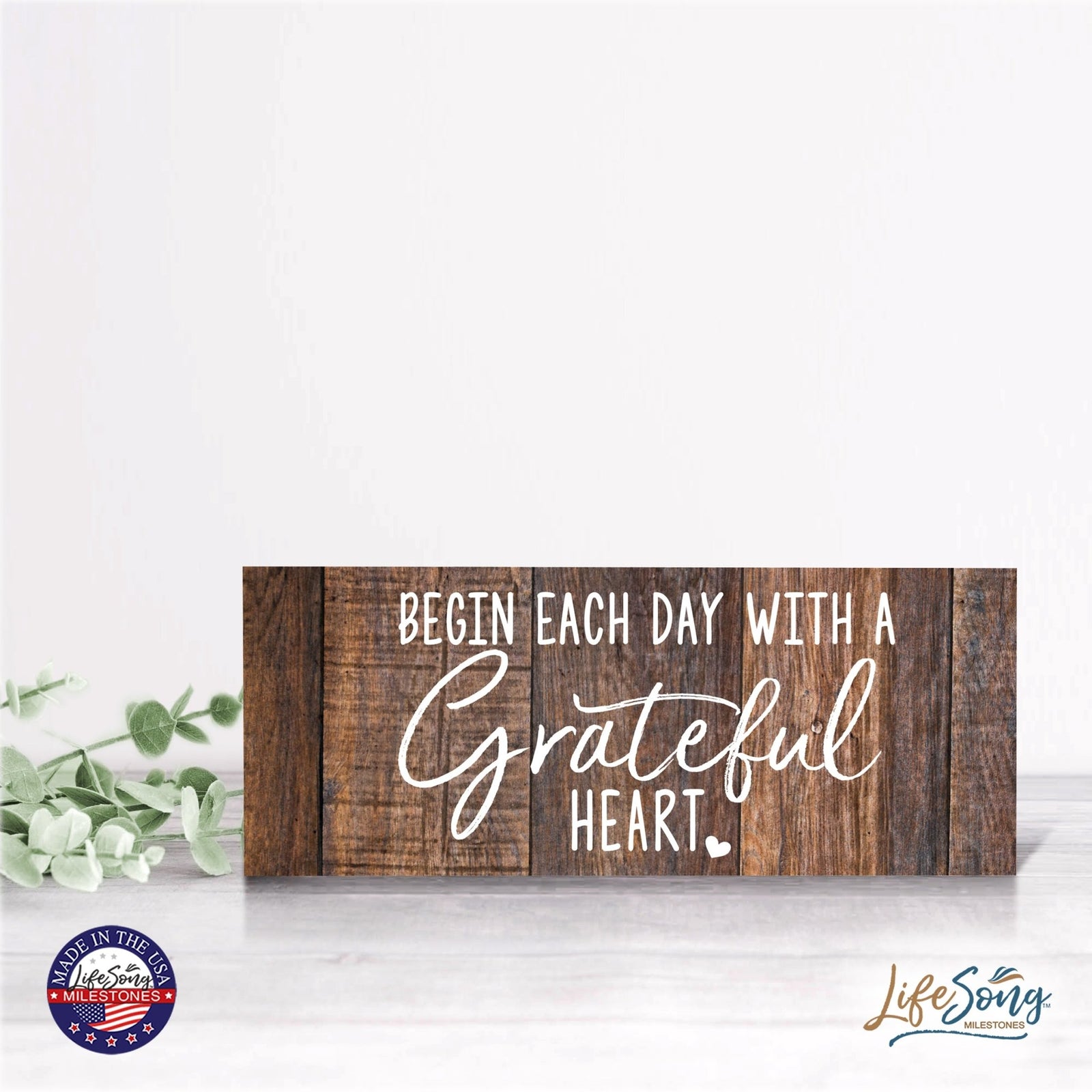Inspirational Bible Quote Tabletop and Wall Decoration 10x4 - Begin Each Day - LifeSong Milestones
