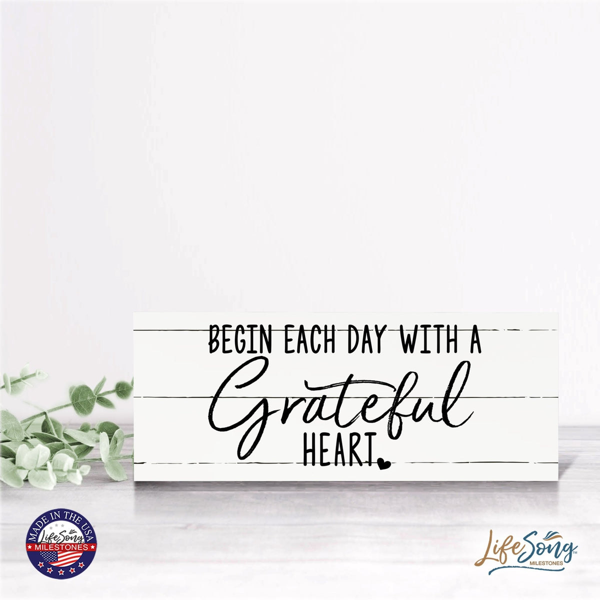 Inspirational Bible Quote Tabletop and Wall Decoration 10x4 - Begin Each Day - LifeSong Milestones