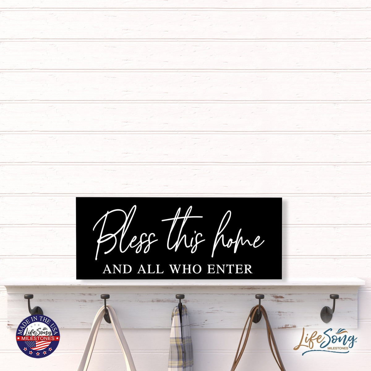 Inspirational Bible Quote Tabletop and Wall Decoration 10x4 - Bless This Home - LifeSong Milestones