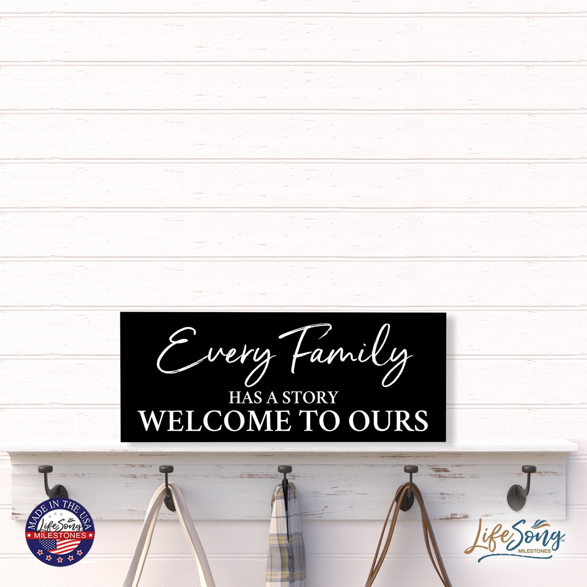 Inspirational Bible Quote Tabletop and Wall Decoration 10x4 - Every Family Has - LifeSong Milestones