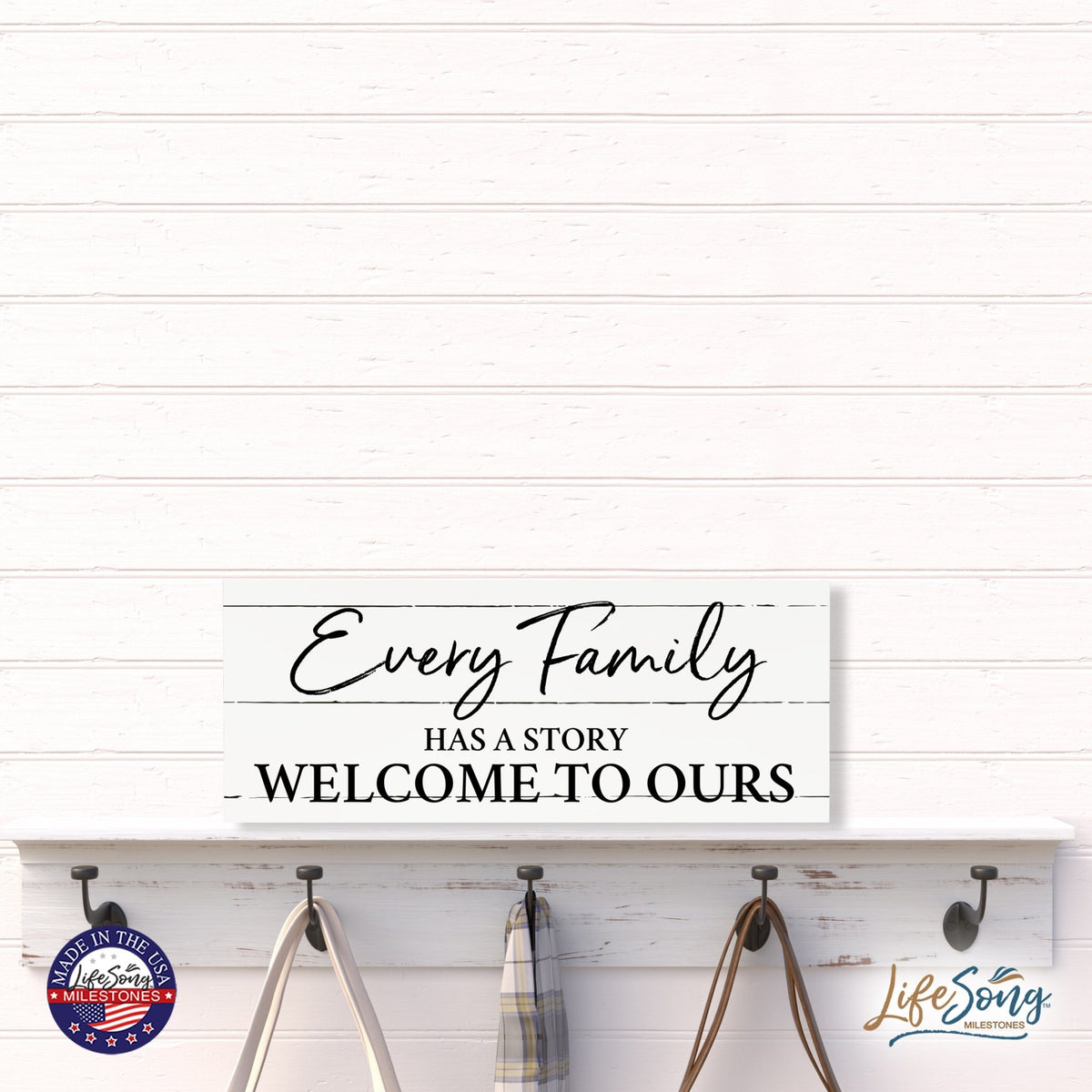 Inspirational Bible Quote Tabletop and Wall Decoration 10x4 - Every Family Has - LifeSong Milestones