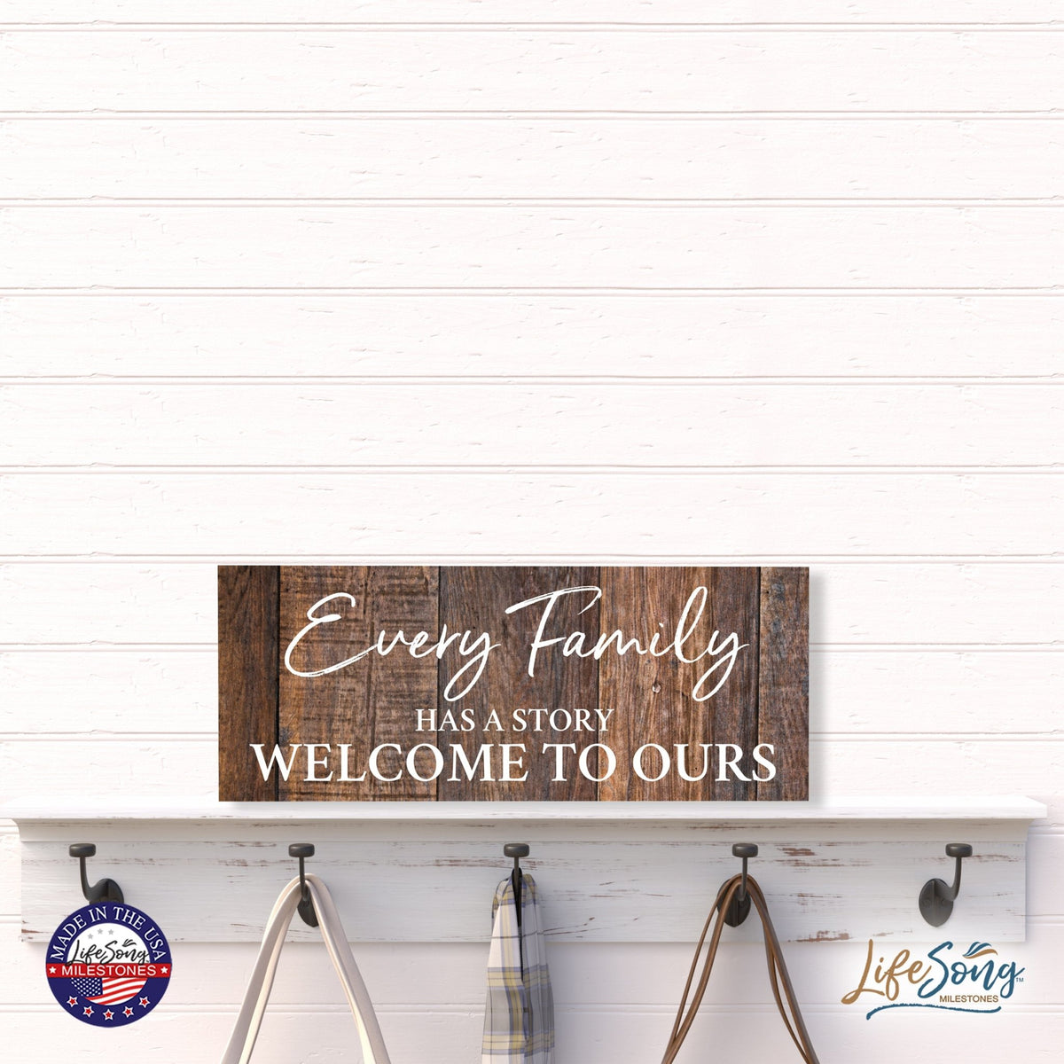 Inspirational Bible Quote Tabletop and Wall Decoration 10x4 - Every Family Has - LifeSong Milestones