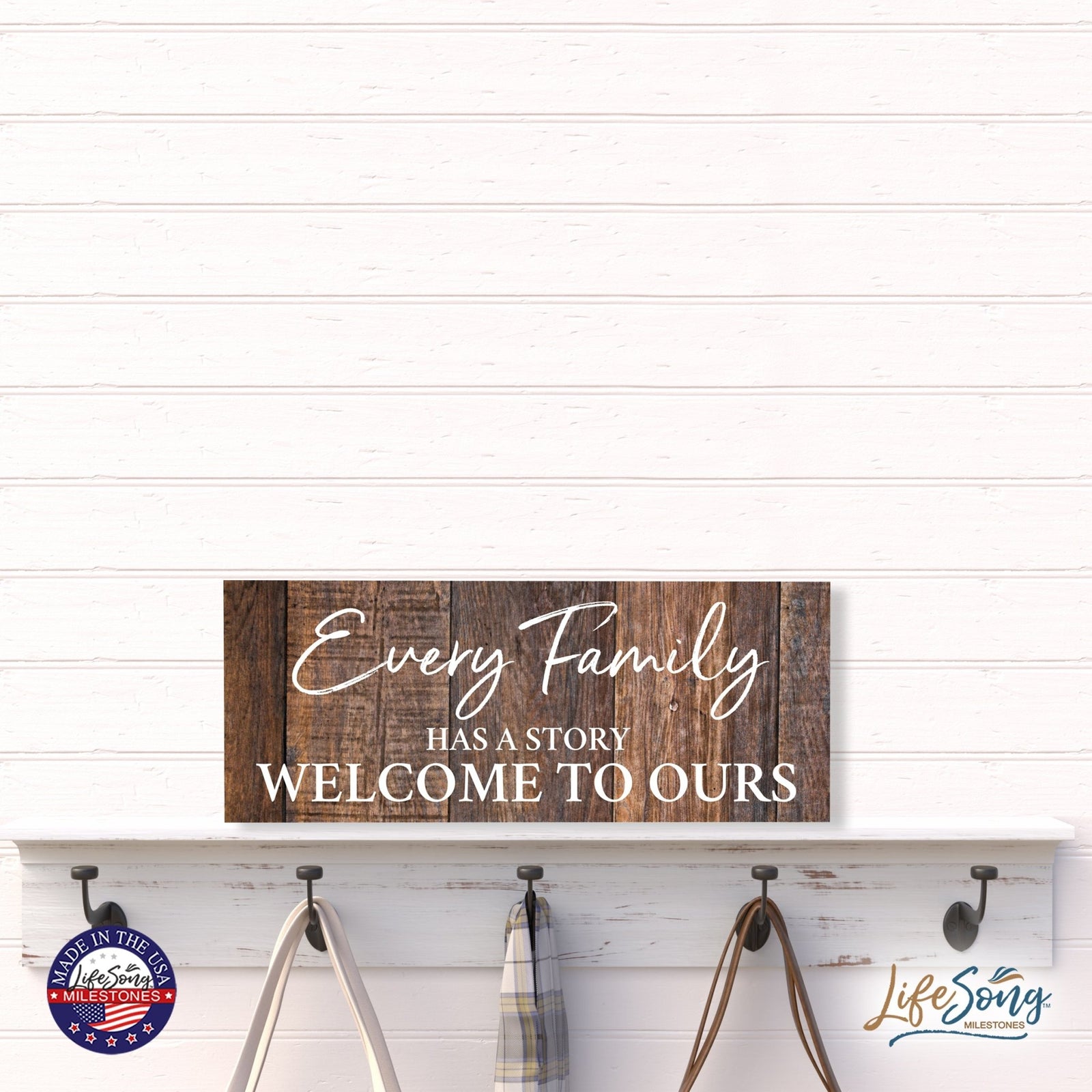 Inspirational Bible Quote Tabletop and Wall Decoration 10x4 - Every Family Has - LifeSong Milestones