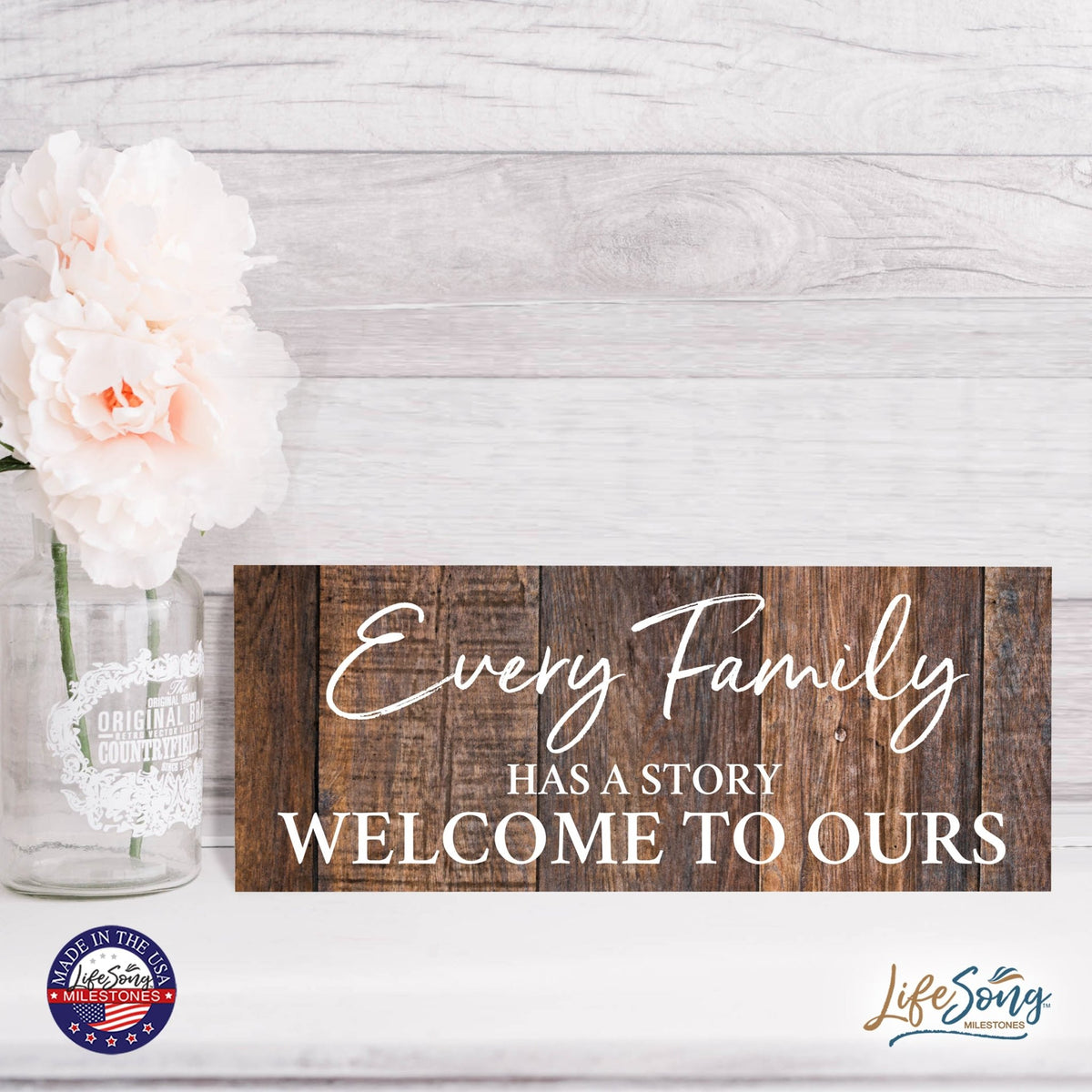 Inspirational Bible Quote Tabletop and Wall Decoration 10x4 - Every Family Has - LifeSong Milestones