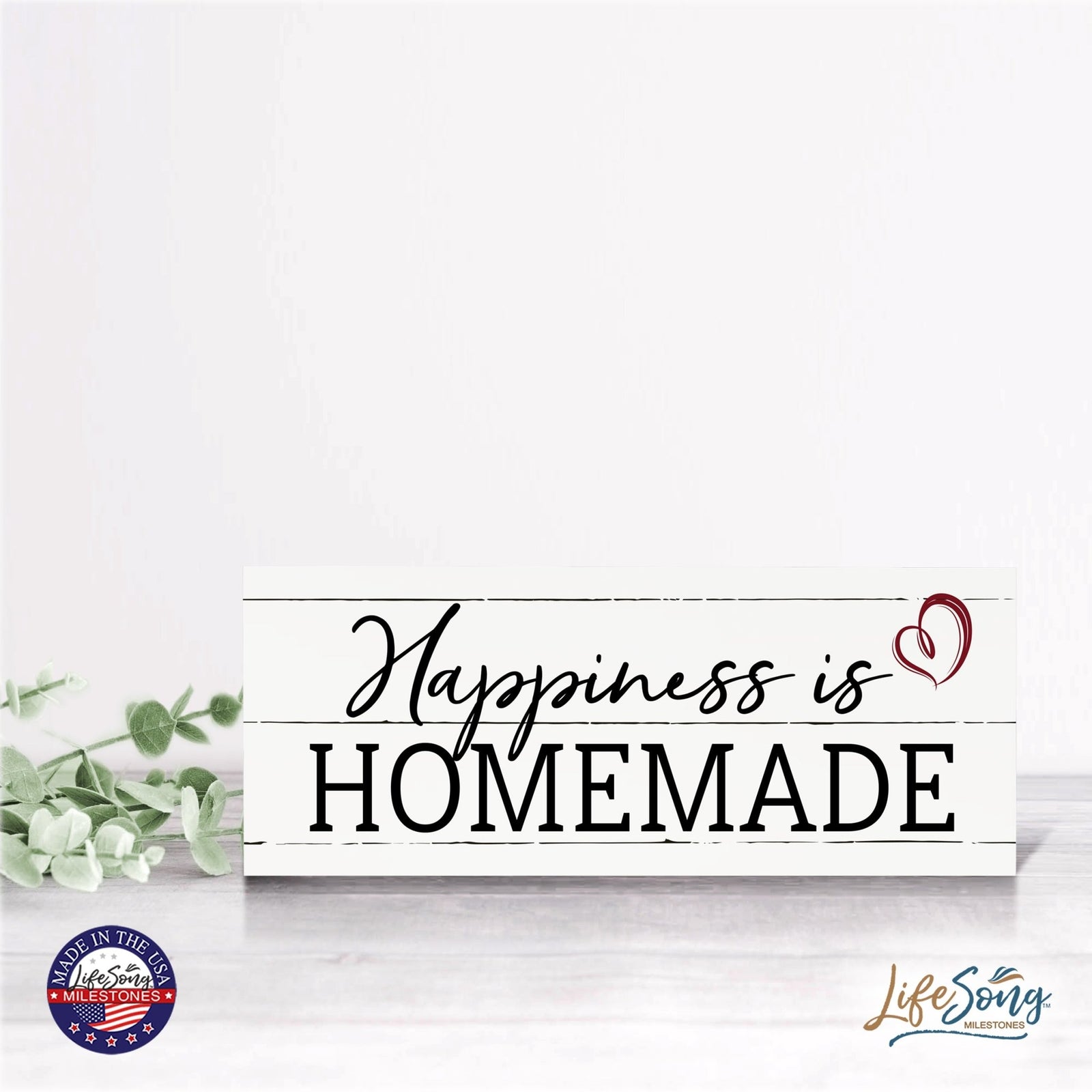 Inspirational Bible Quote Tabletop and Wall Decoration 10x4 - Happiness is Homemade - LifeSong Milestones