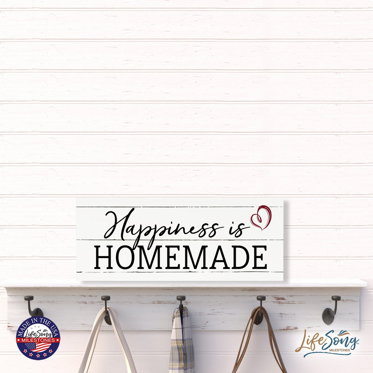 Inspirational Bible Quote Tabletop and Wall Decoration 10x4 - Happiness is Homemade - LifeSong Milestones