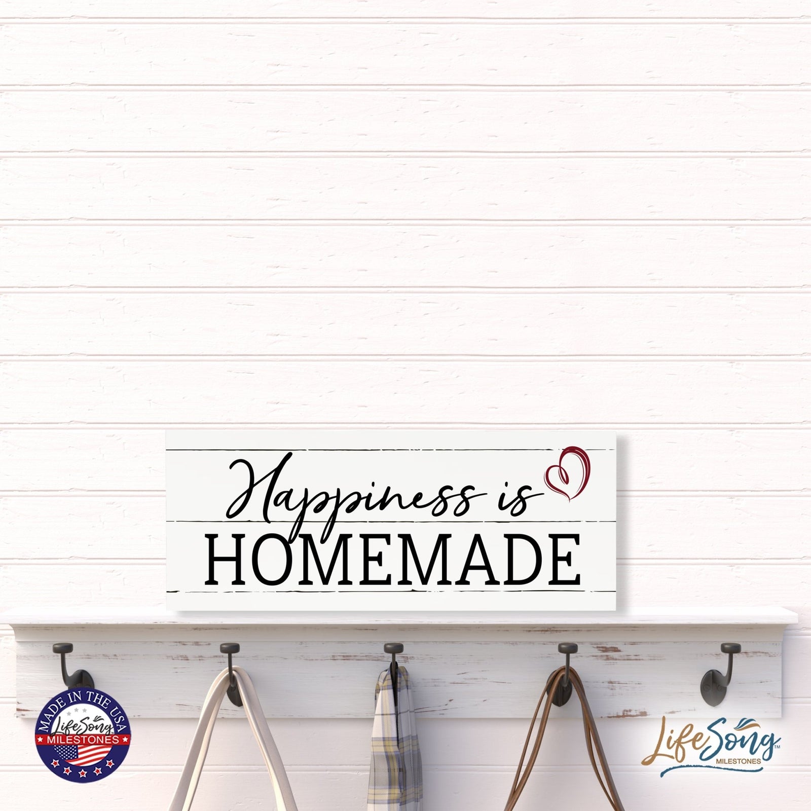 Inspirational Bible Quote Tabletop and Wall Decoration 10x4 - Happiness is Homemade - LifeSong Milestones