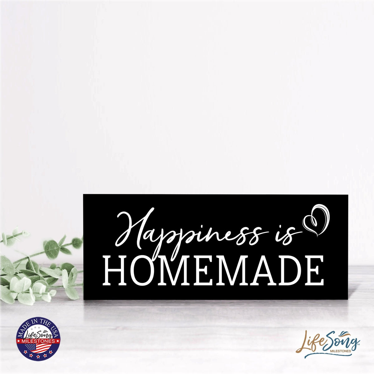 Inspirational Bible Quote Tabletop and Wall Decoration 10x4 - Happiness is Homemade - LifeSong Milestones