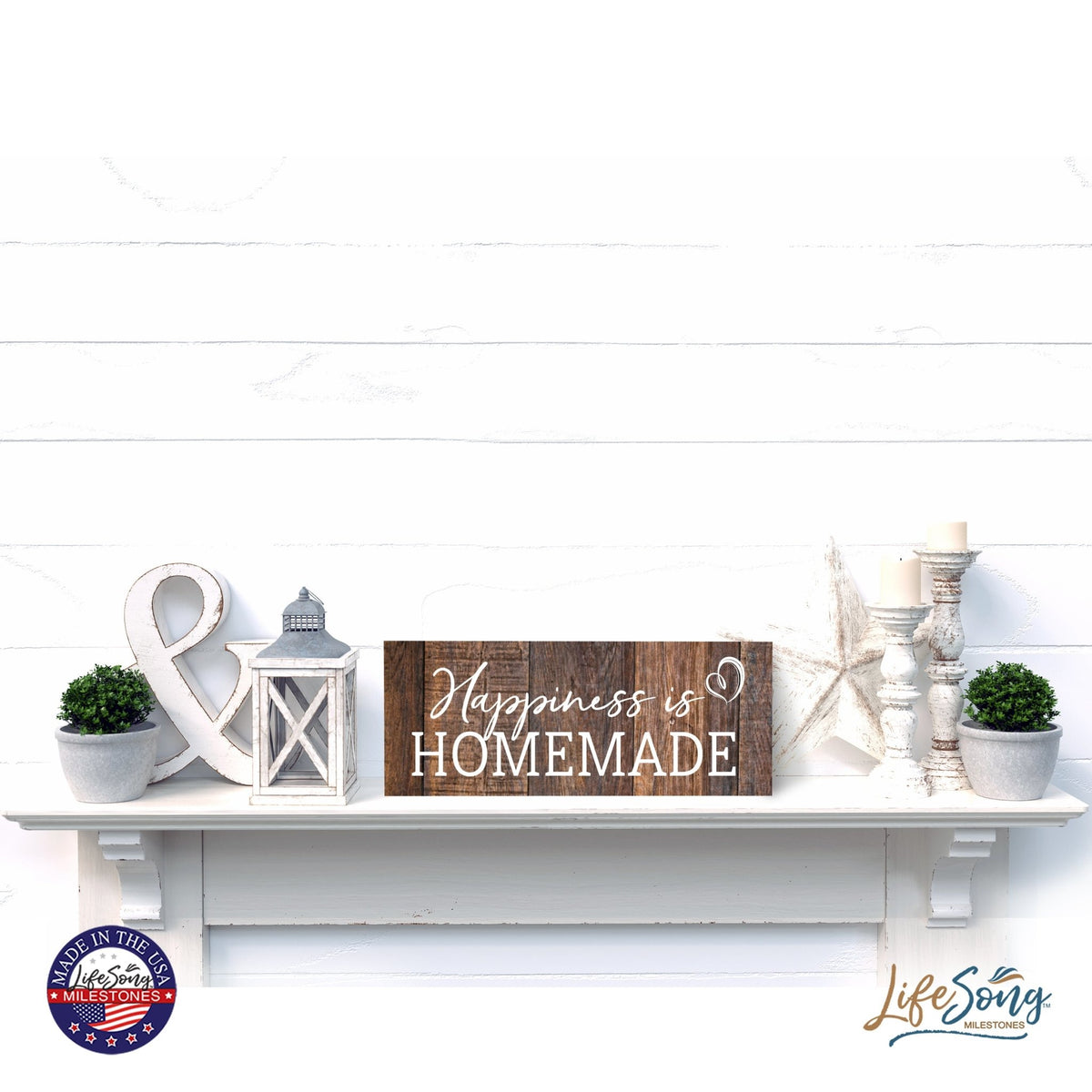 Inspirational Bible Quote Tabletop and Wall Decoration 10x4 - Happiness is Homemade - LifeSong Milestones