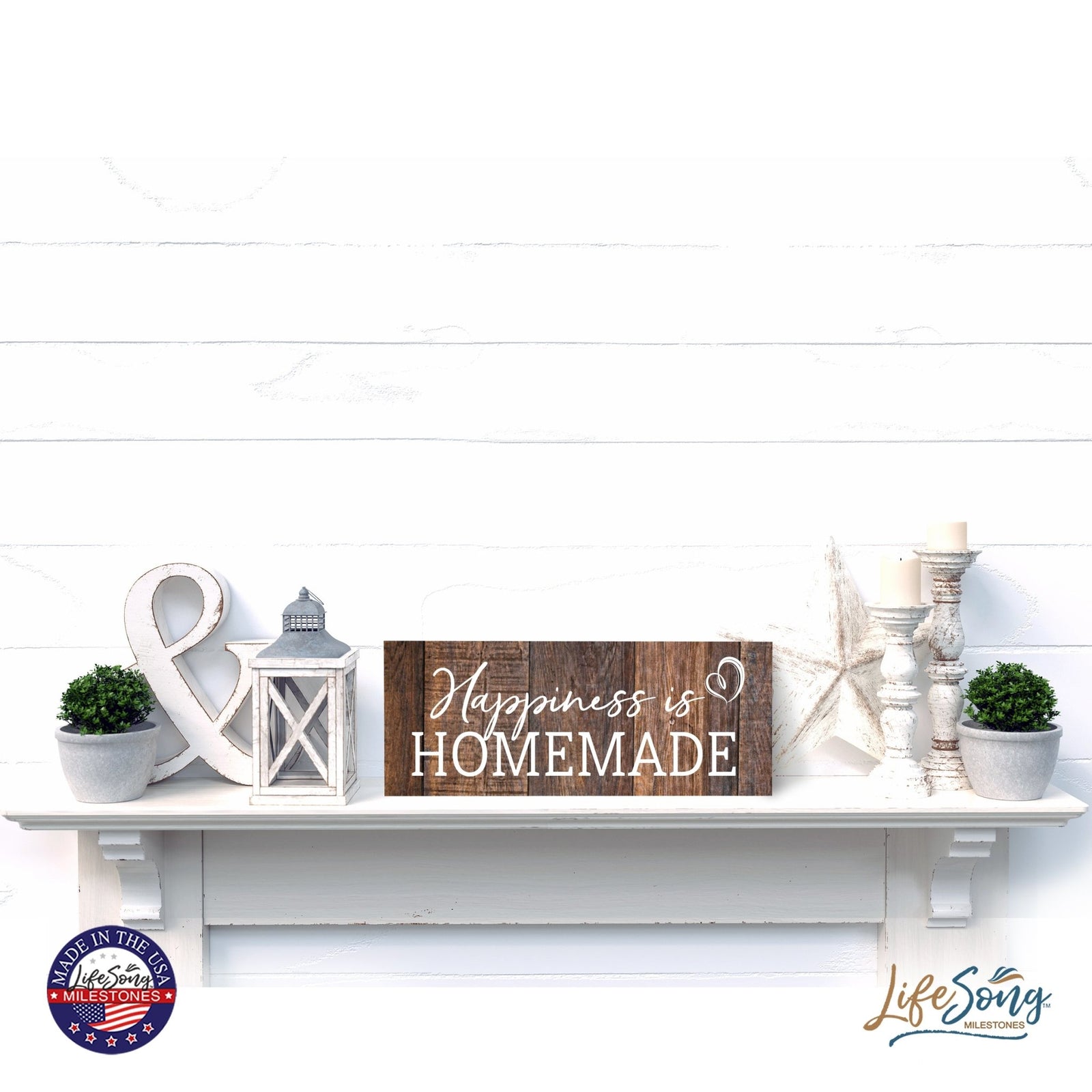Inspirational Bible Quote Tabletop and Wall Decoration 10x4 - Happiness is Homemade - LifeSong Milestones