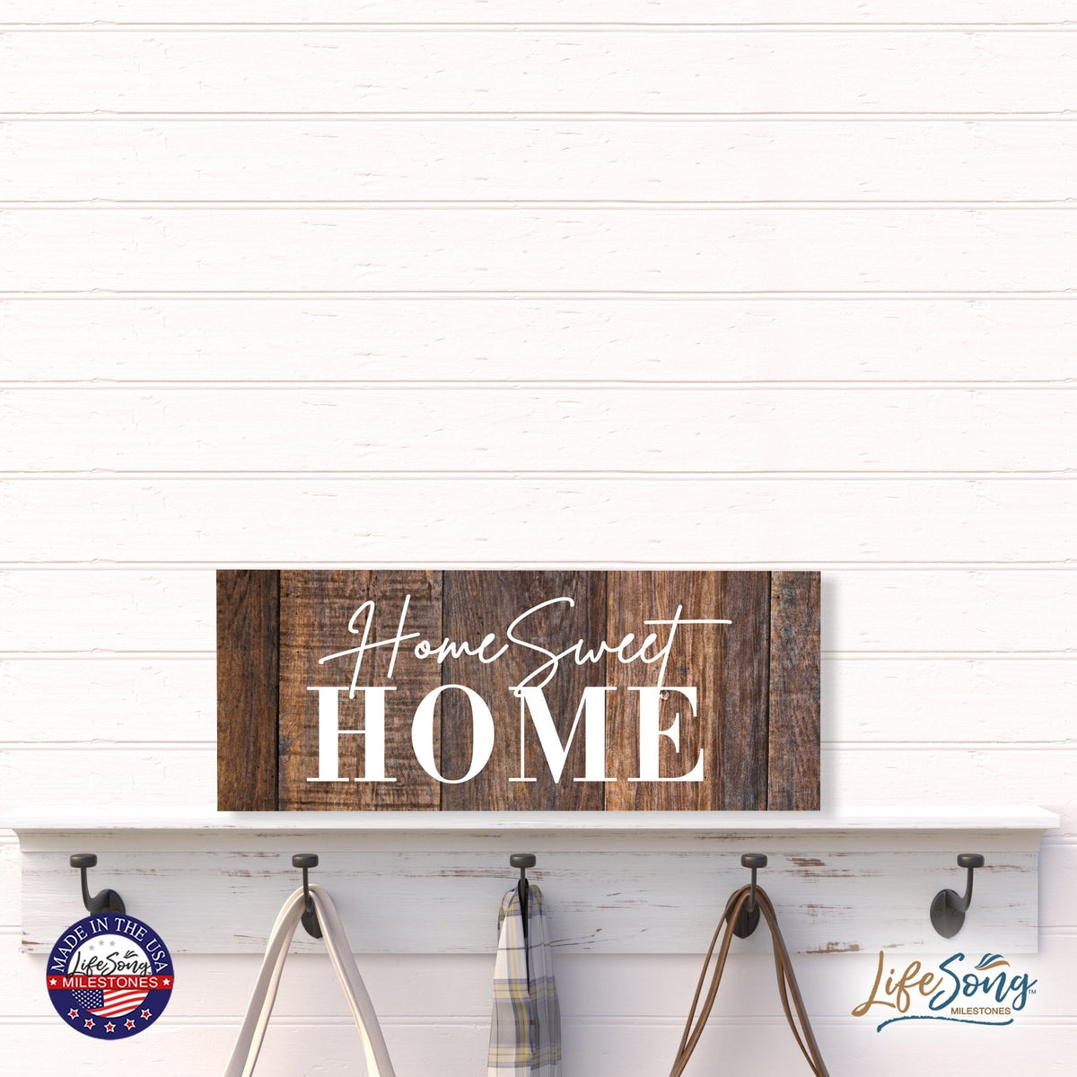 Inspirational Bible Quote Tabletop and Wall Decoration 10x4 - Home Sweet Home - LifeSong Milestones